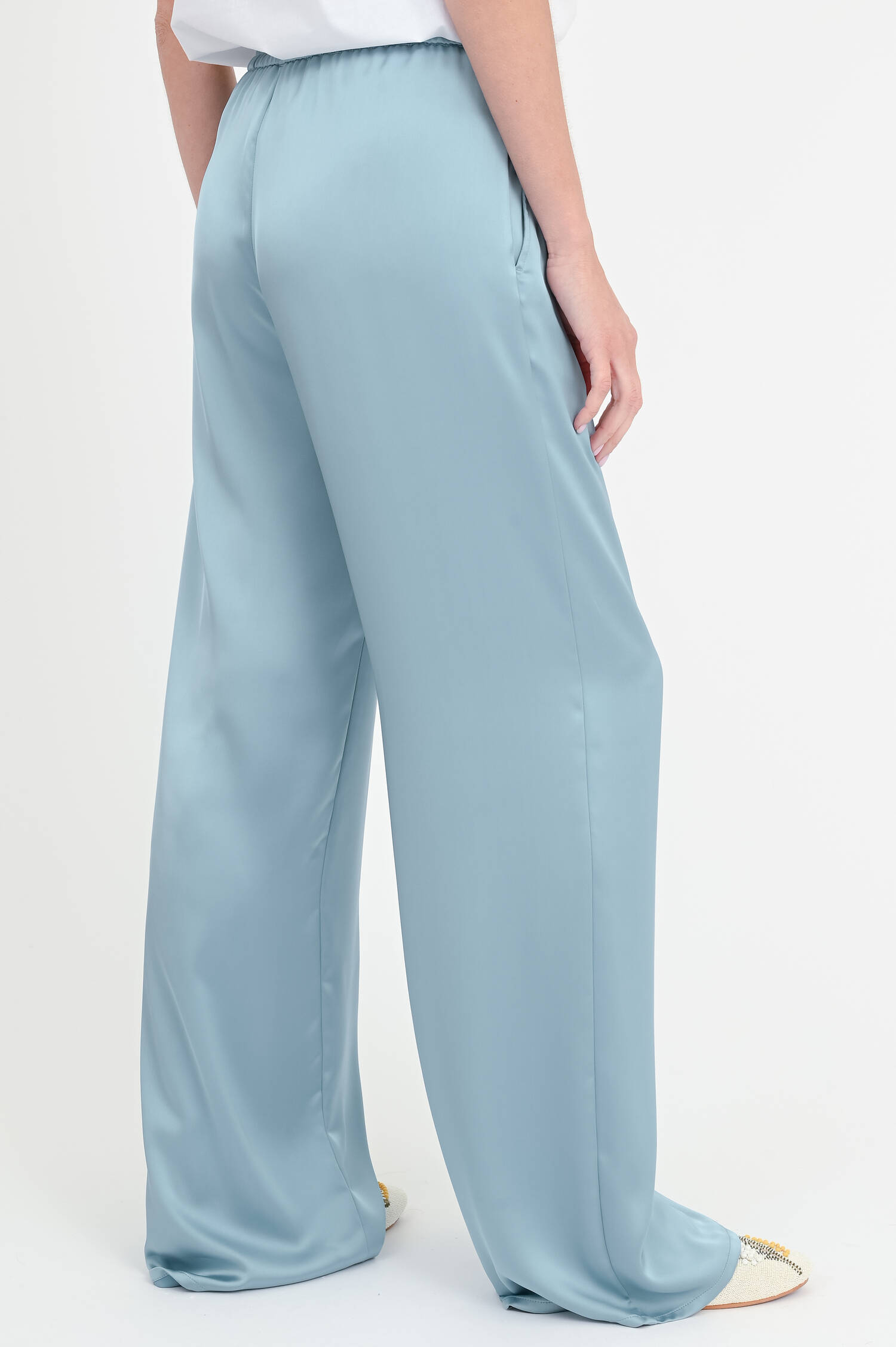 Hose in Satin-Optik in Azzuro Minerale