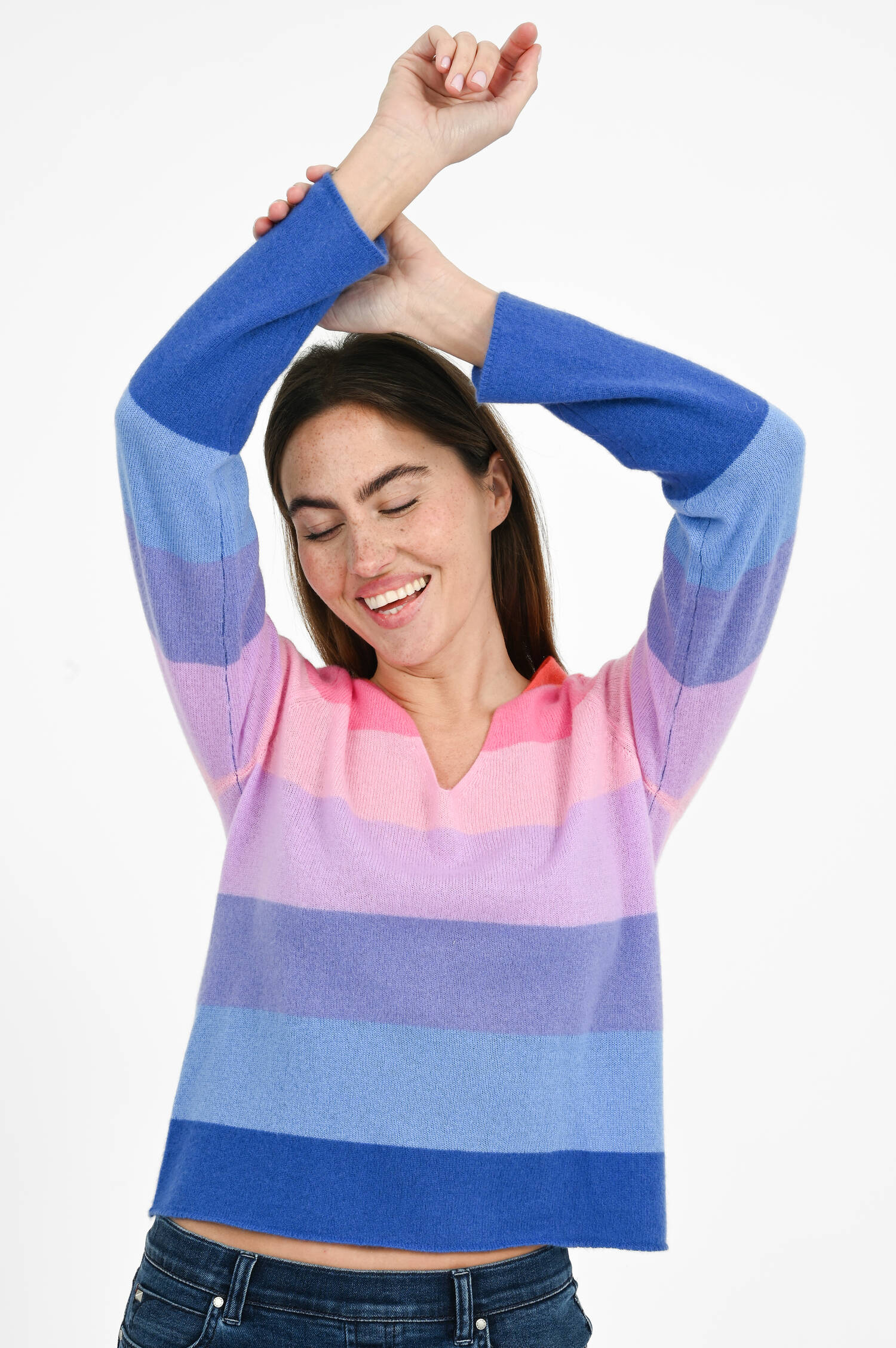 Color-Blocking Cashmere Pullover in Multicolor