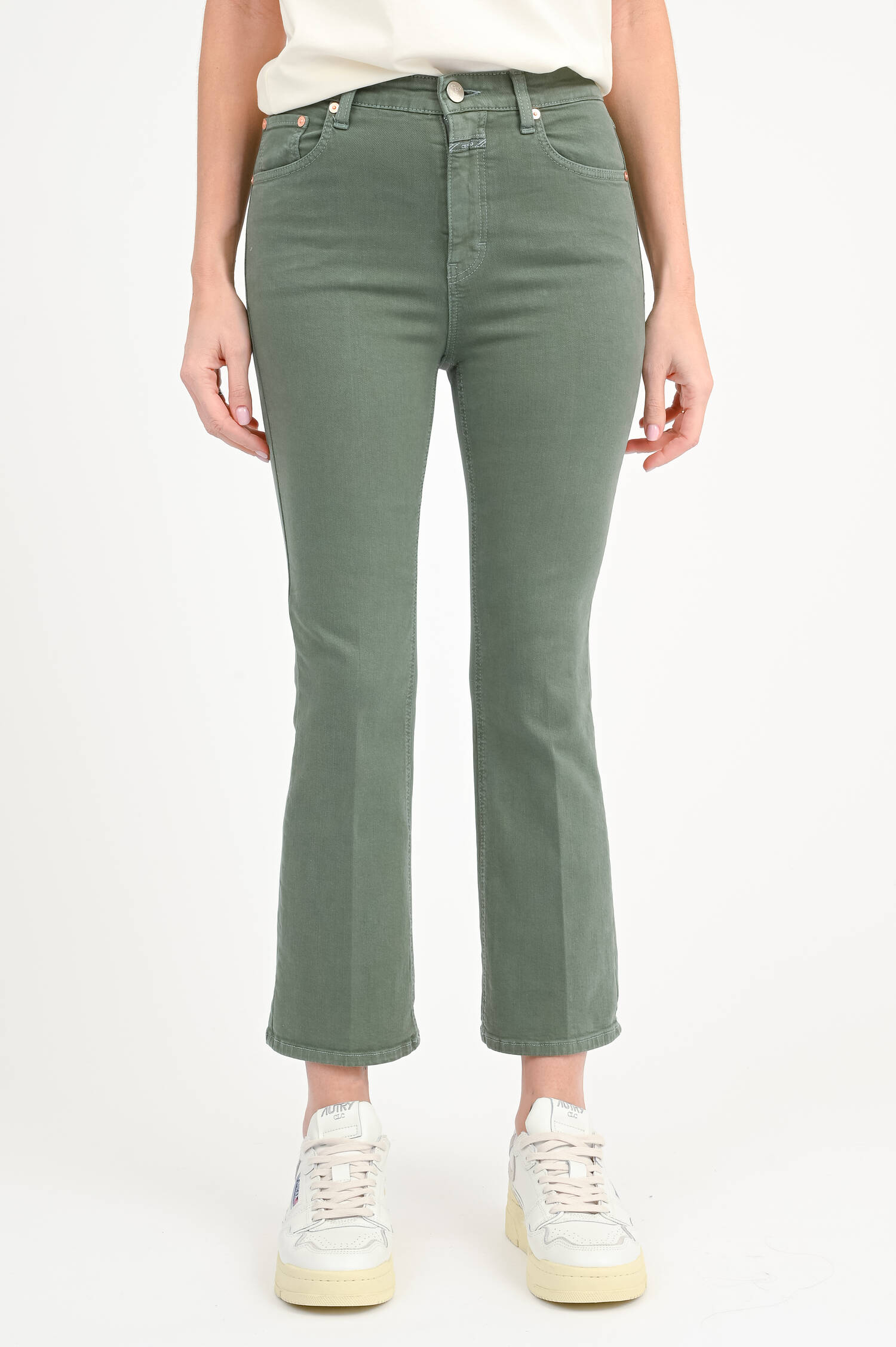  Flared Jeans HI-SUN in Faded Green