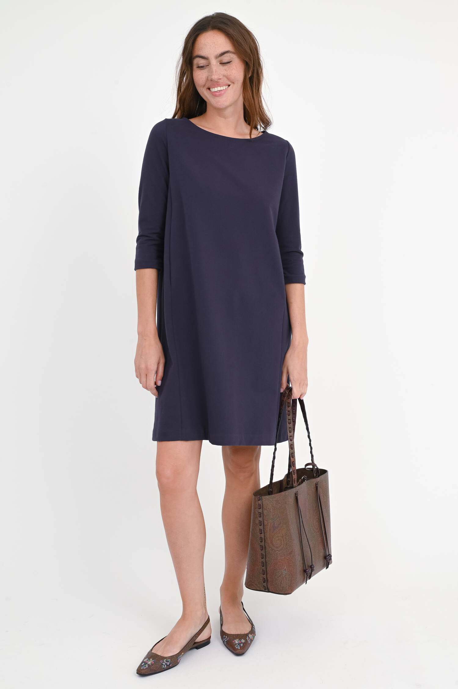 Jersey-Kleid mit 3/4 Arm in Violett