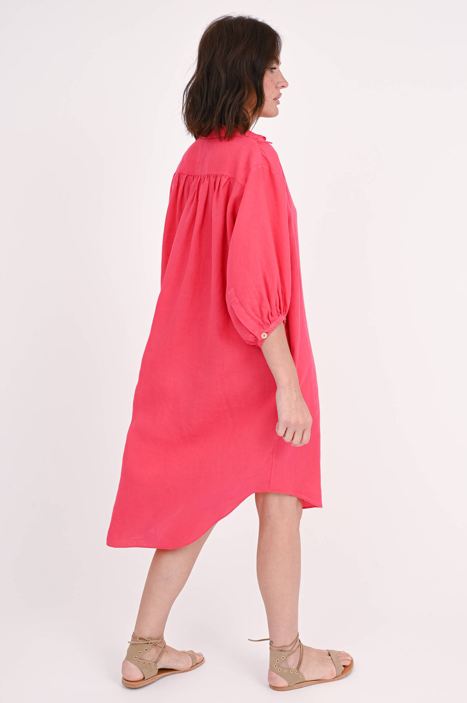Leinenkleid CAROLA in Himbeere
