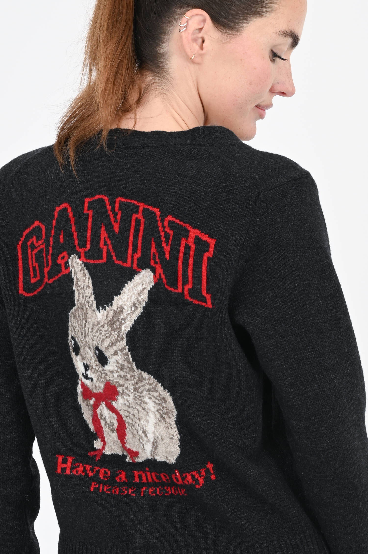 Cardigan mit Backprint in Dunkelgrau