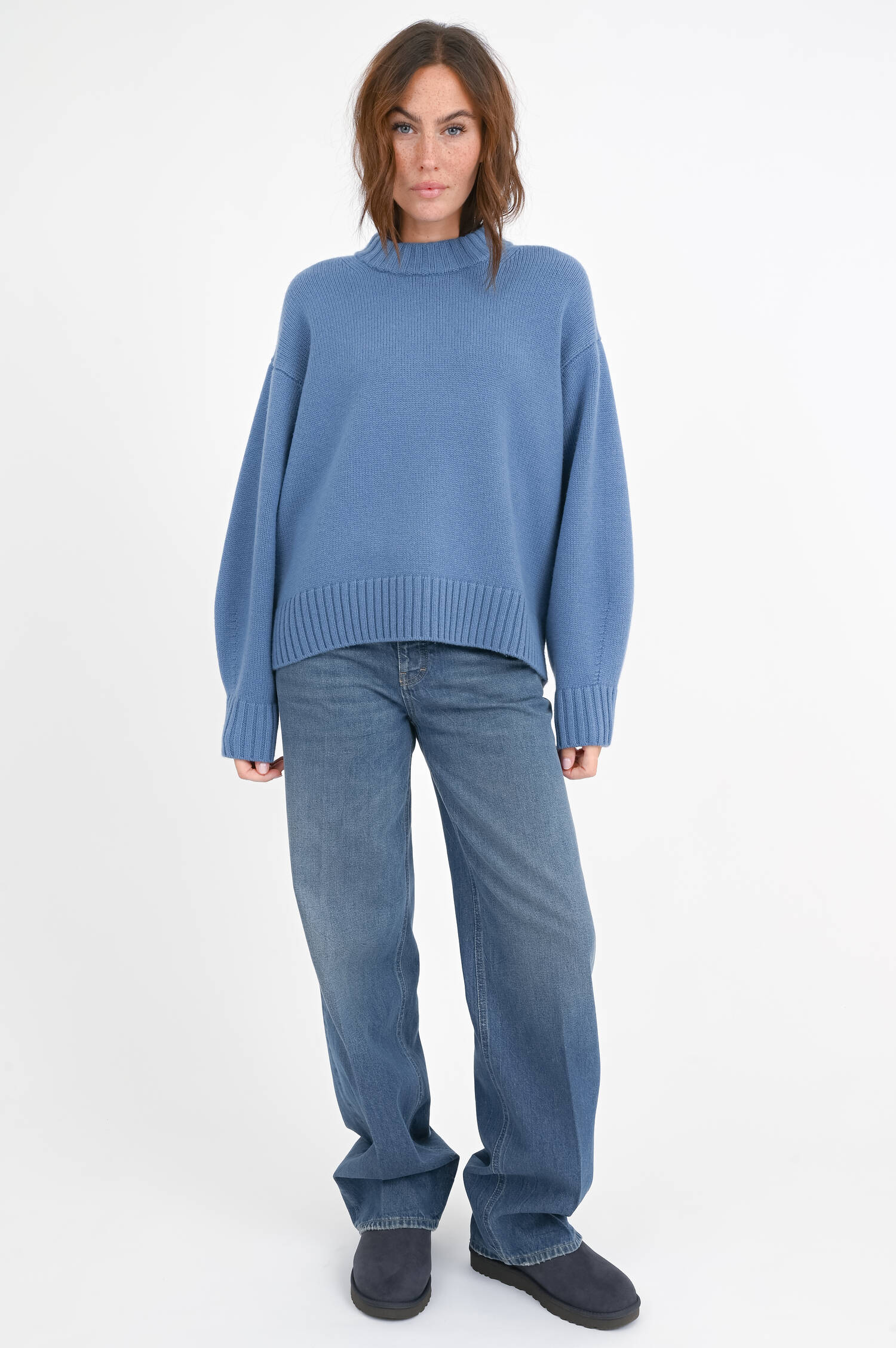 Pullover aus Wolle in Mittelblau
