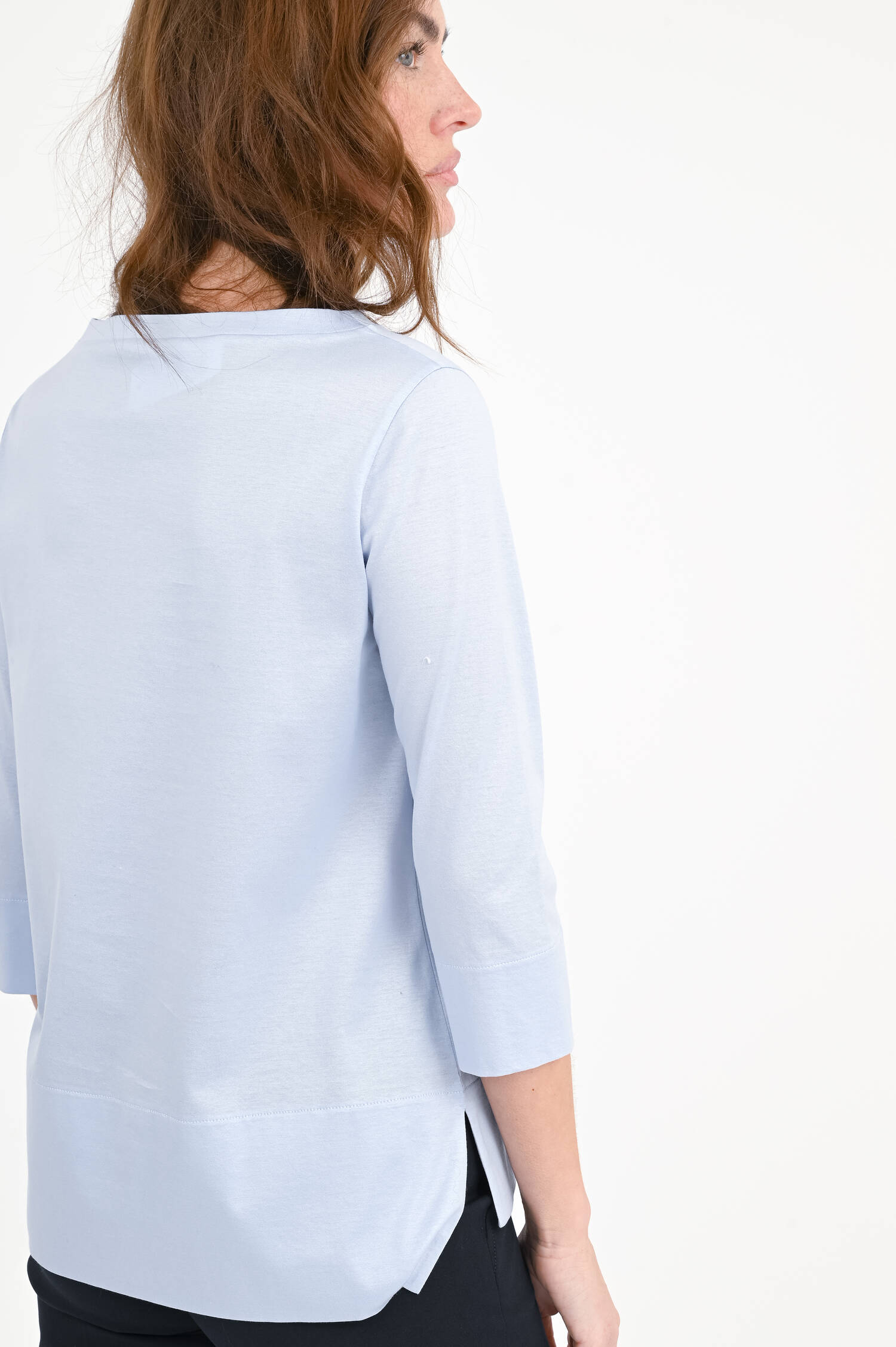 T-Shirt mit 3/4 Arm in Hellblau