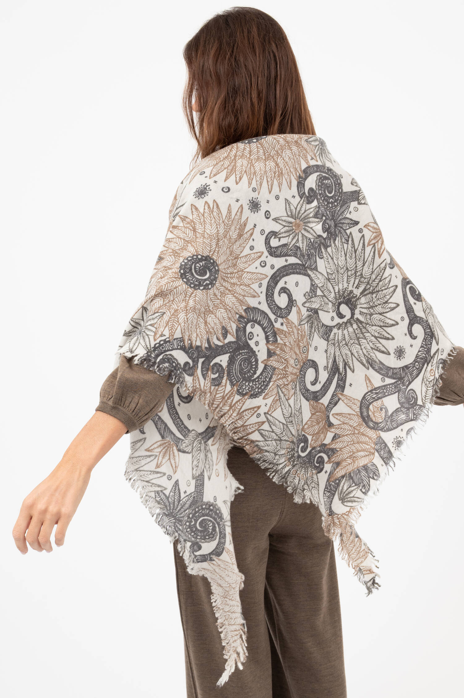 Cashmere-Woll-Dreieckstuch INKE in Beige/Blau Cashmere-Woll-Dreieckstuch INKE in Beige/Blau