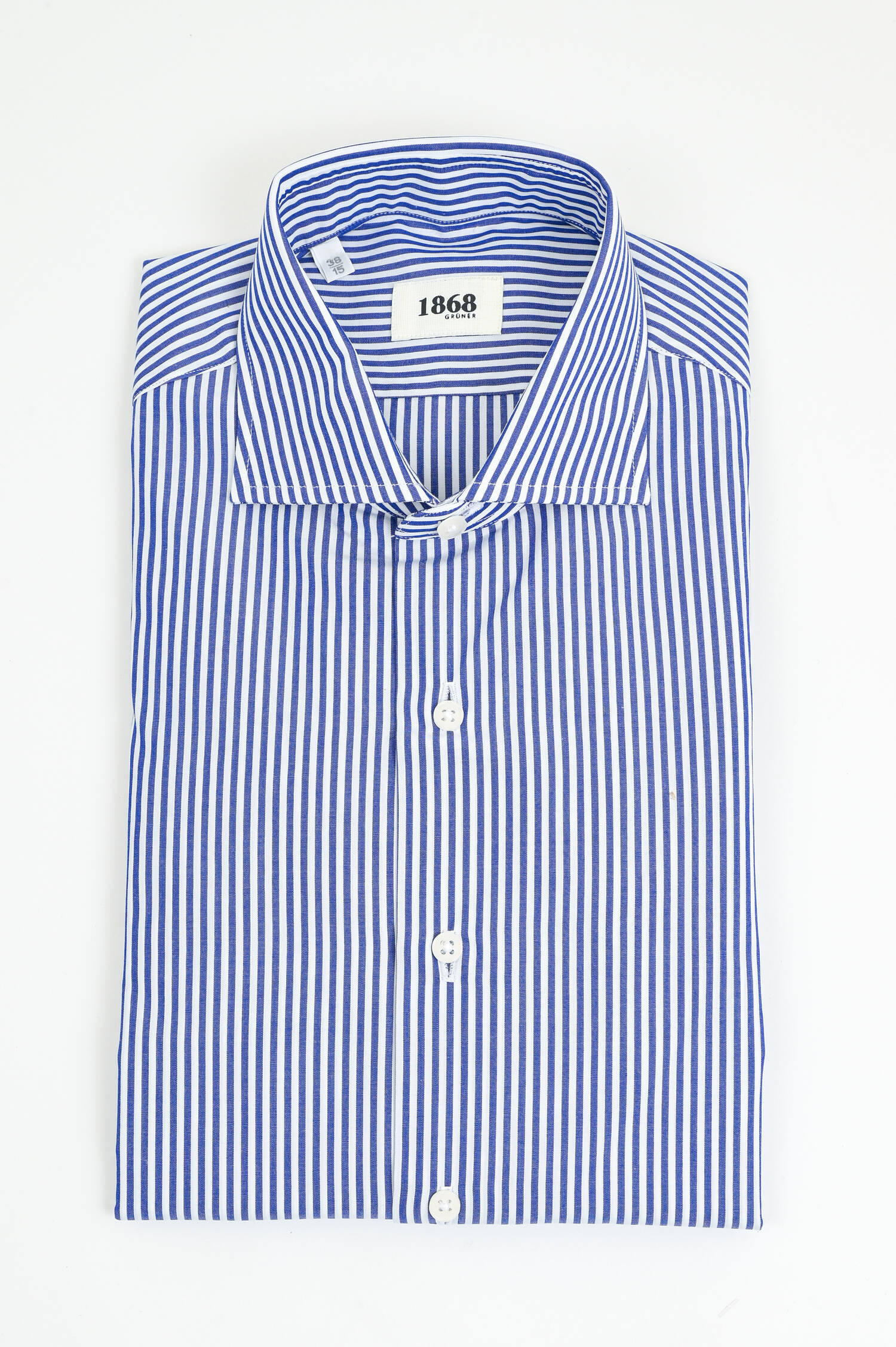 Baumwollhemd mit breiten Streifen in Blau/Weiß