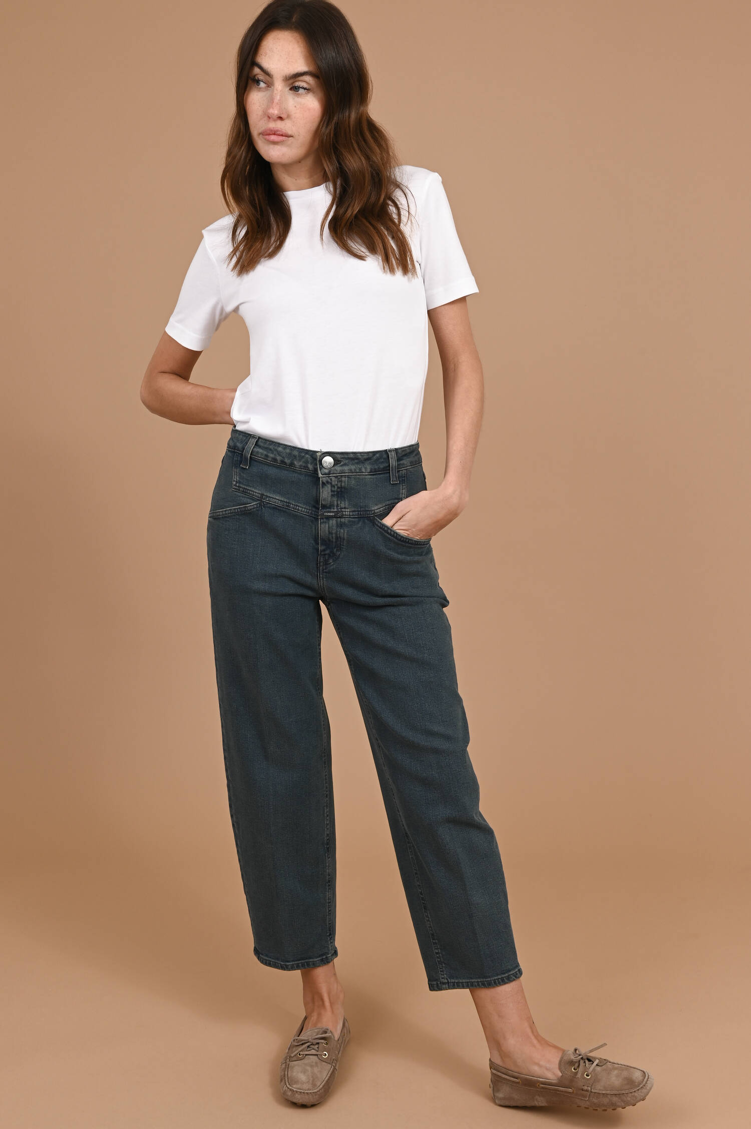 Cropped Leg Jeans Stover-X in Blau/Schwarz