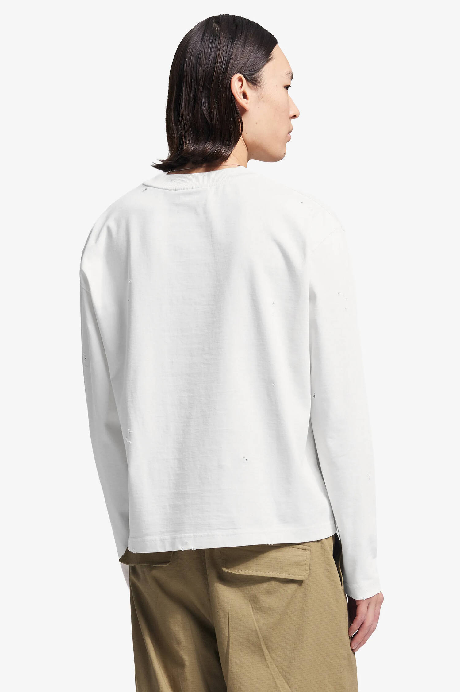 Langarm-Shirt DESTRESSED in Weiß