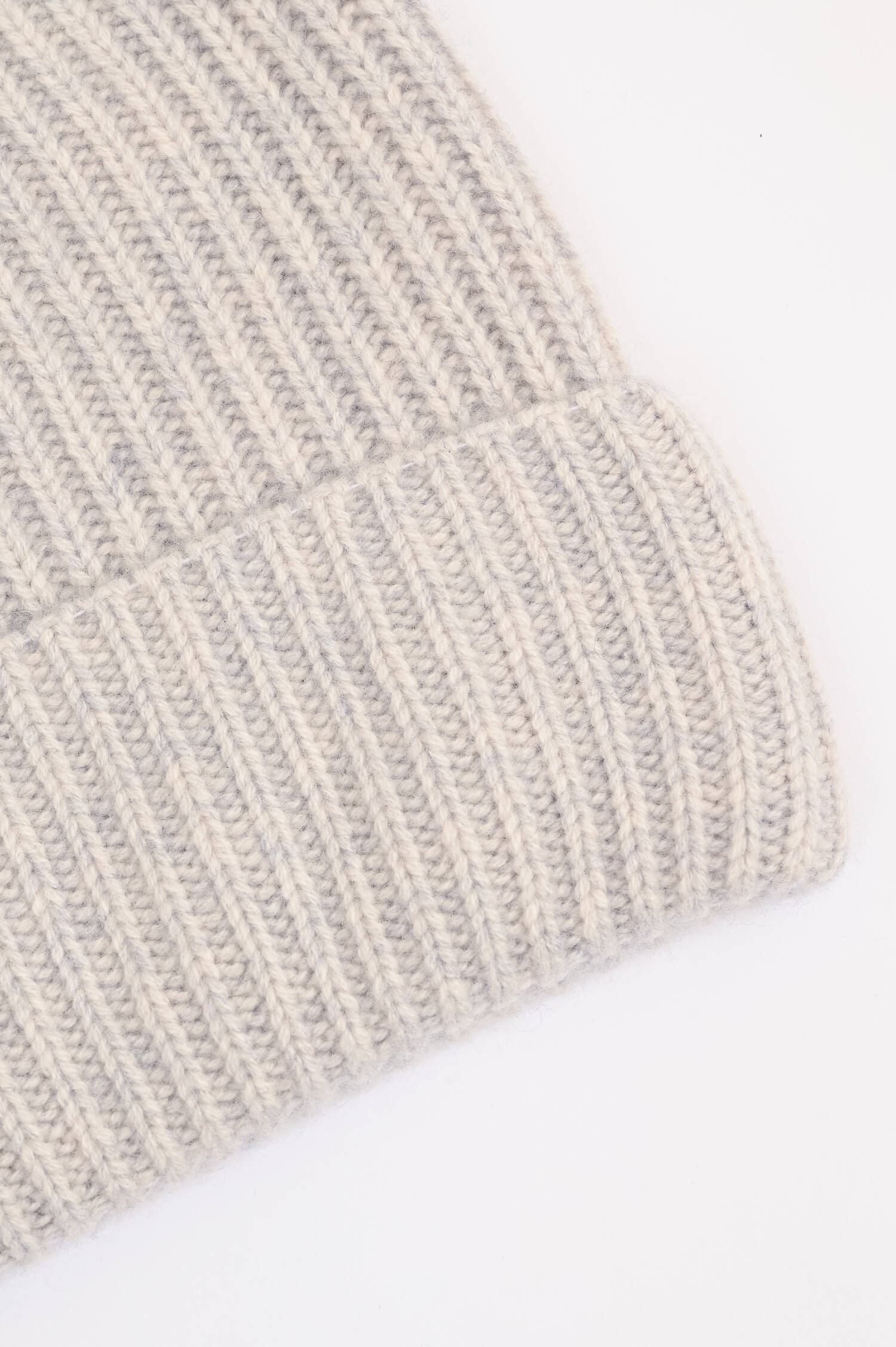 Kaschmir Rippstrick-Mütze in Hellgrau meliert