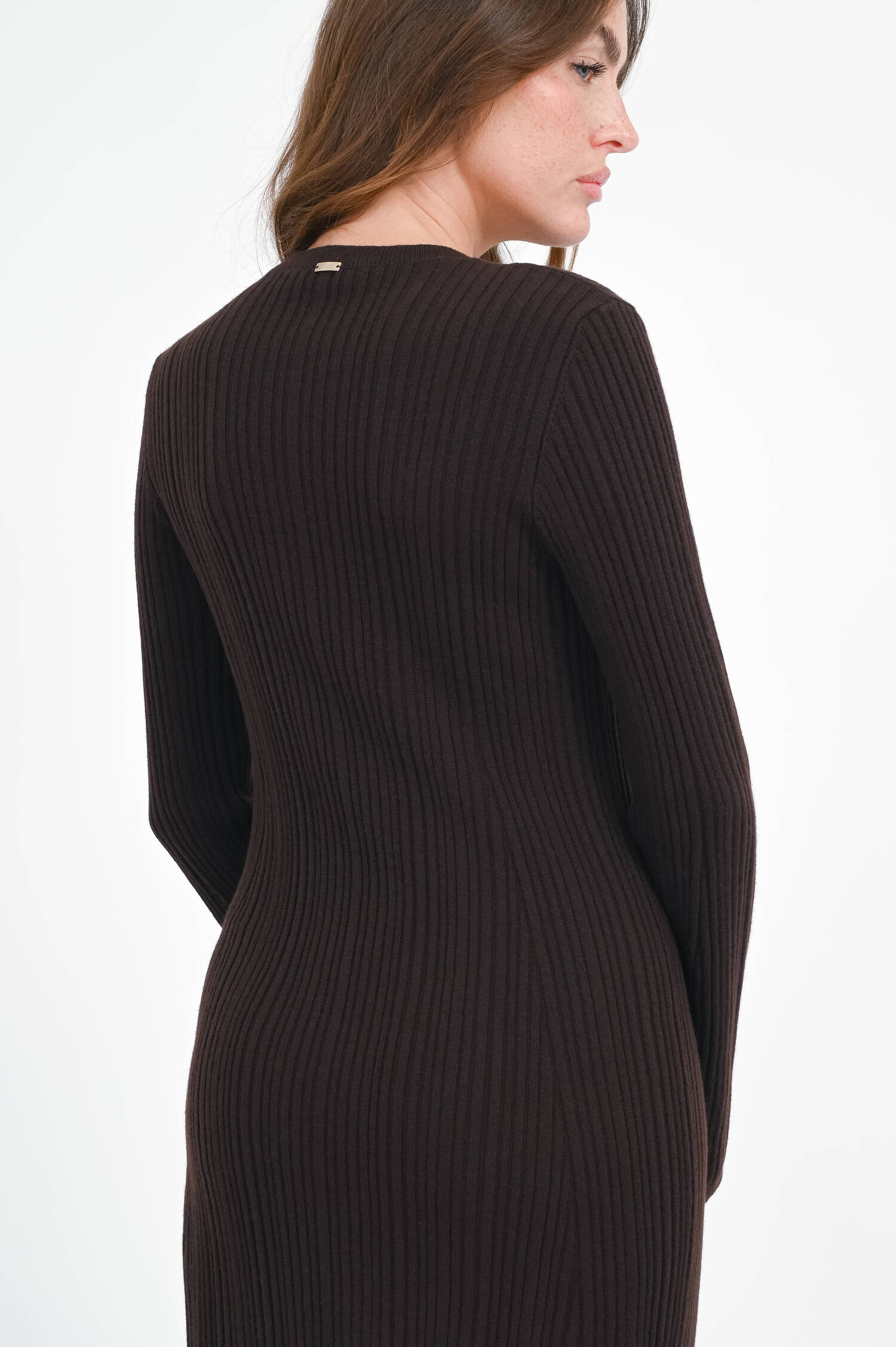 Midi Strickkleid mit Langarm in Espresso Midi Strickkleid mit Langarm in Espresso