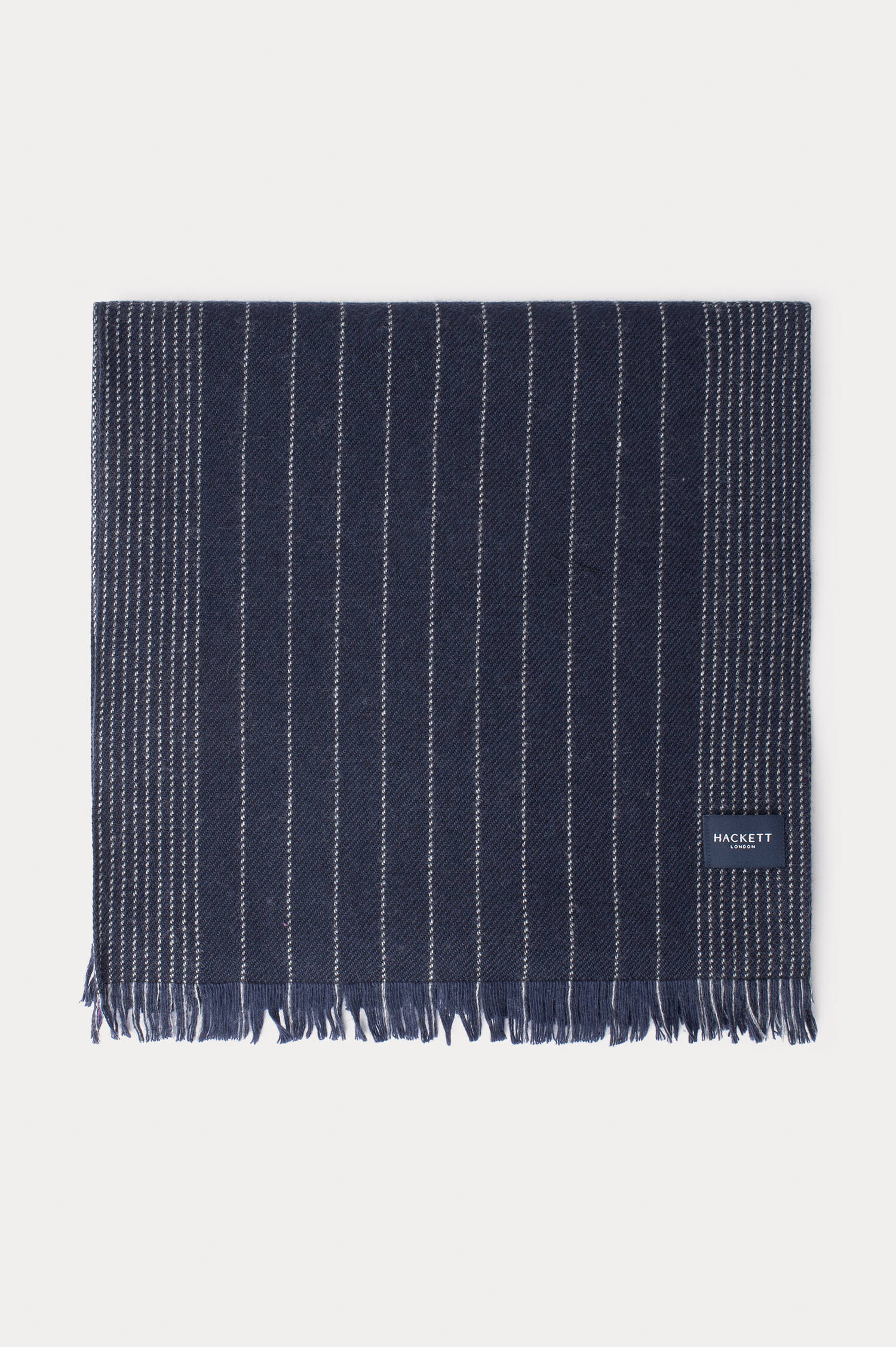 Gestreifter Baumwollmix Schal in Navy