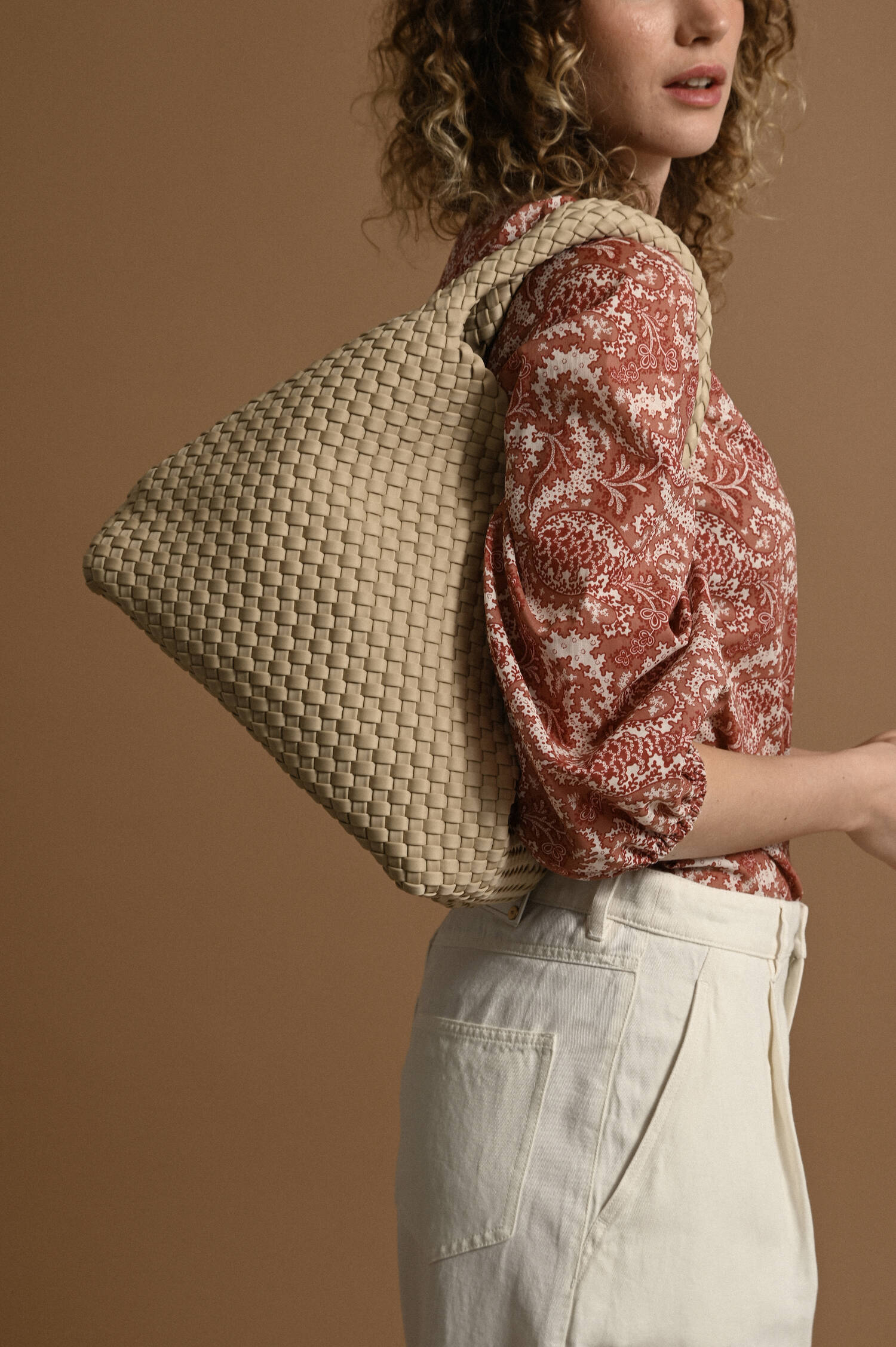 Neopren Tote Bag in Beige