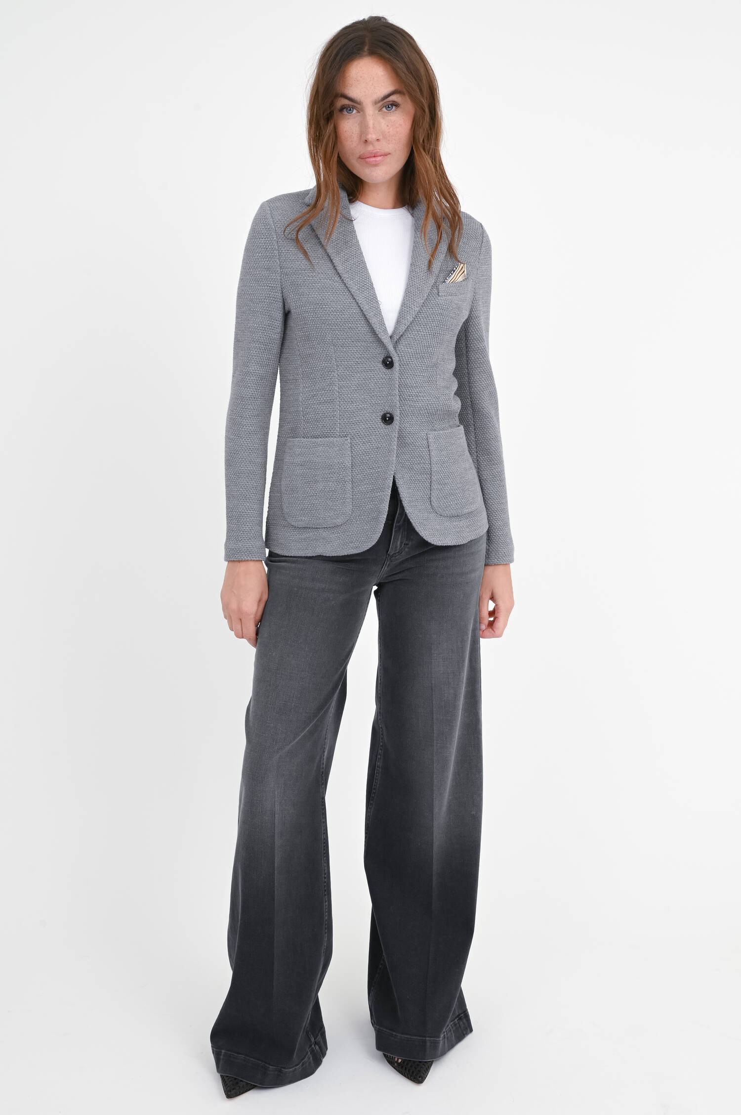 Woll-Blazer mit Struktur in Grey Melange