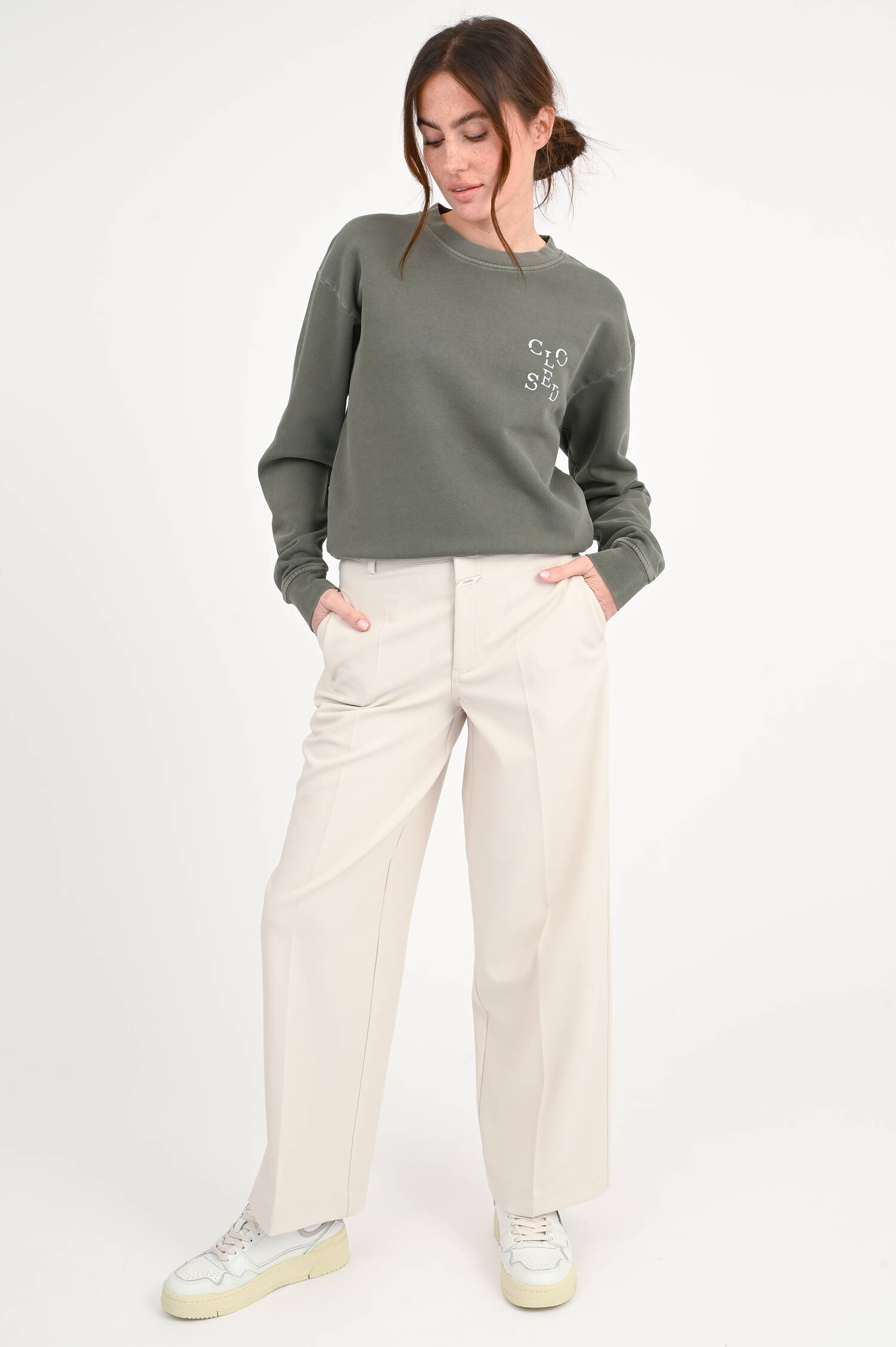  Wide-Leg Hose WRENNA in Stone Beige