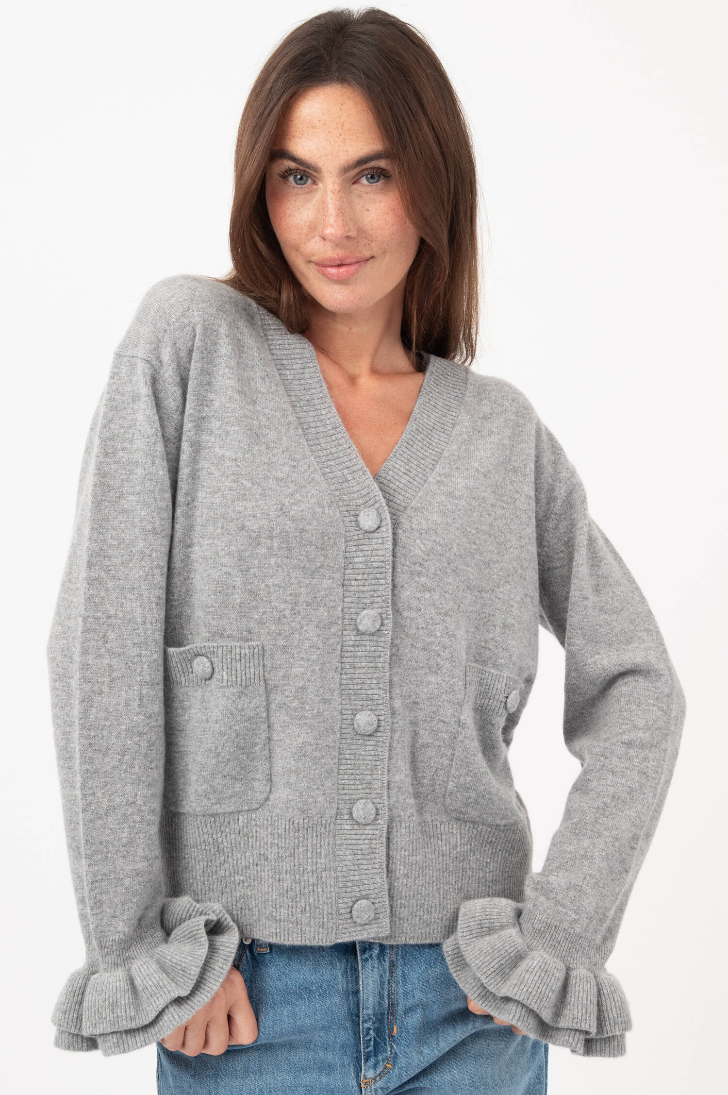 Cashmere- Pullover LENI in Grau meliert Cashmere- Pullover LENI in Grau meliert