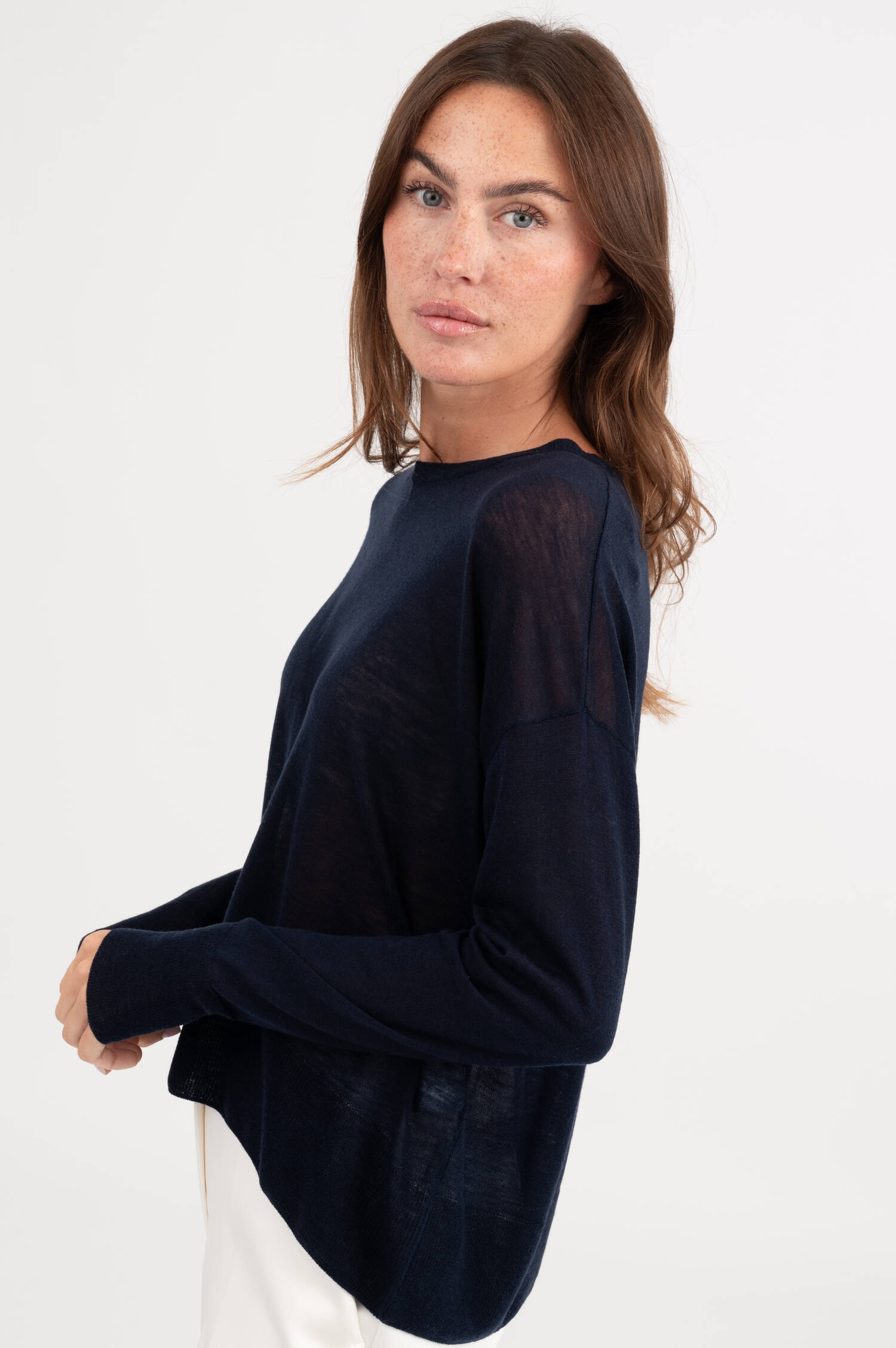 Gestricktes Langarmshirt in Navy Gestricktes Langarmshirt in Navy
