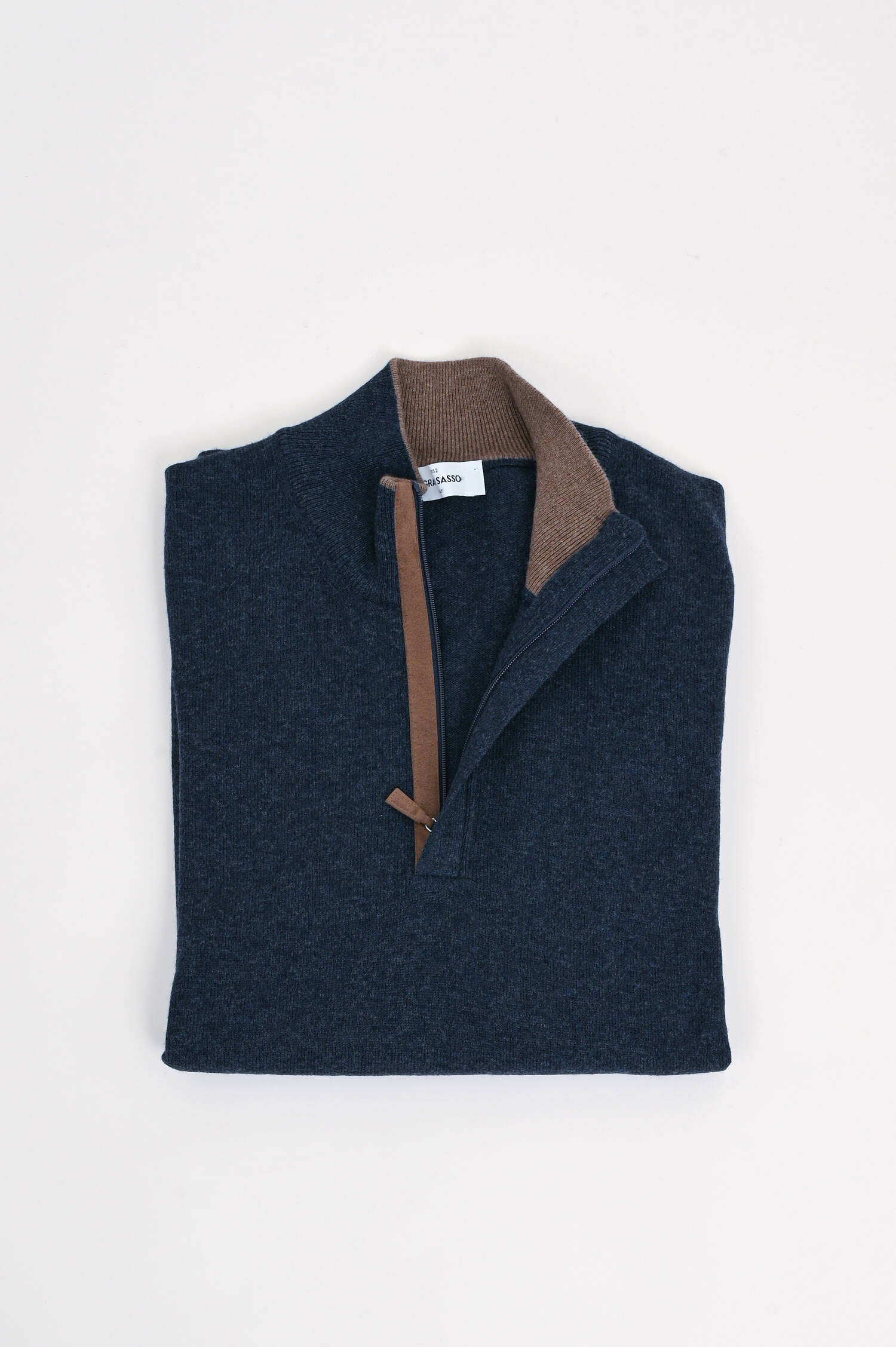 Strickpullover mit Reißverschluss in Dunkelblau