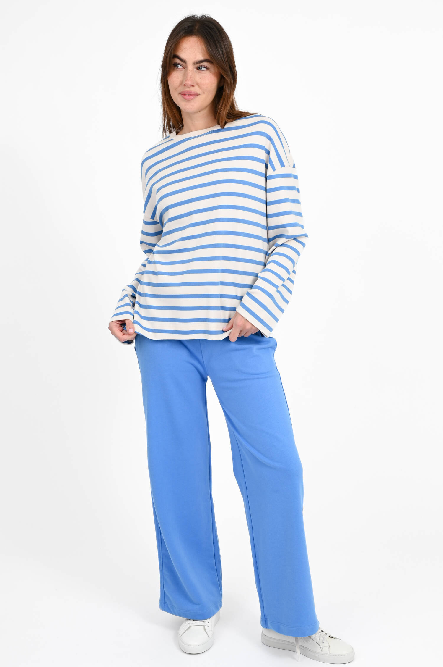 Gestreiftes Langarmshirt in Blue/Ecru