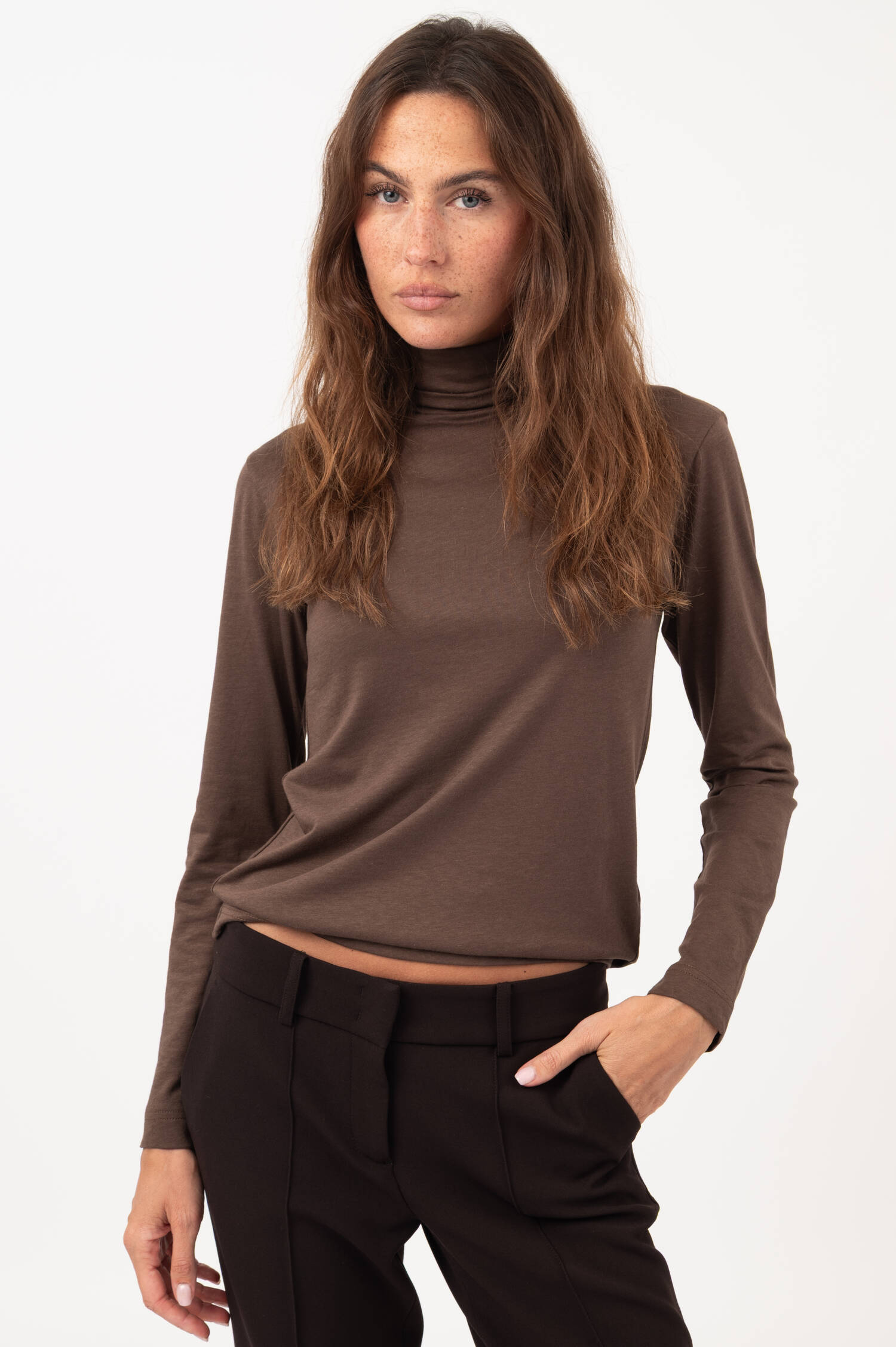 Rollkragen Langarmshirt in Braun Rollkragen Langarmshirt in Braun