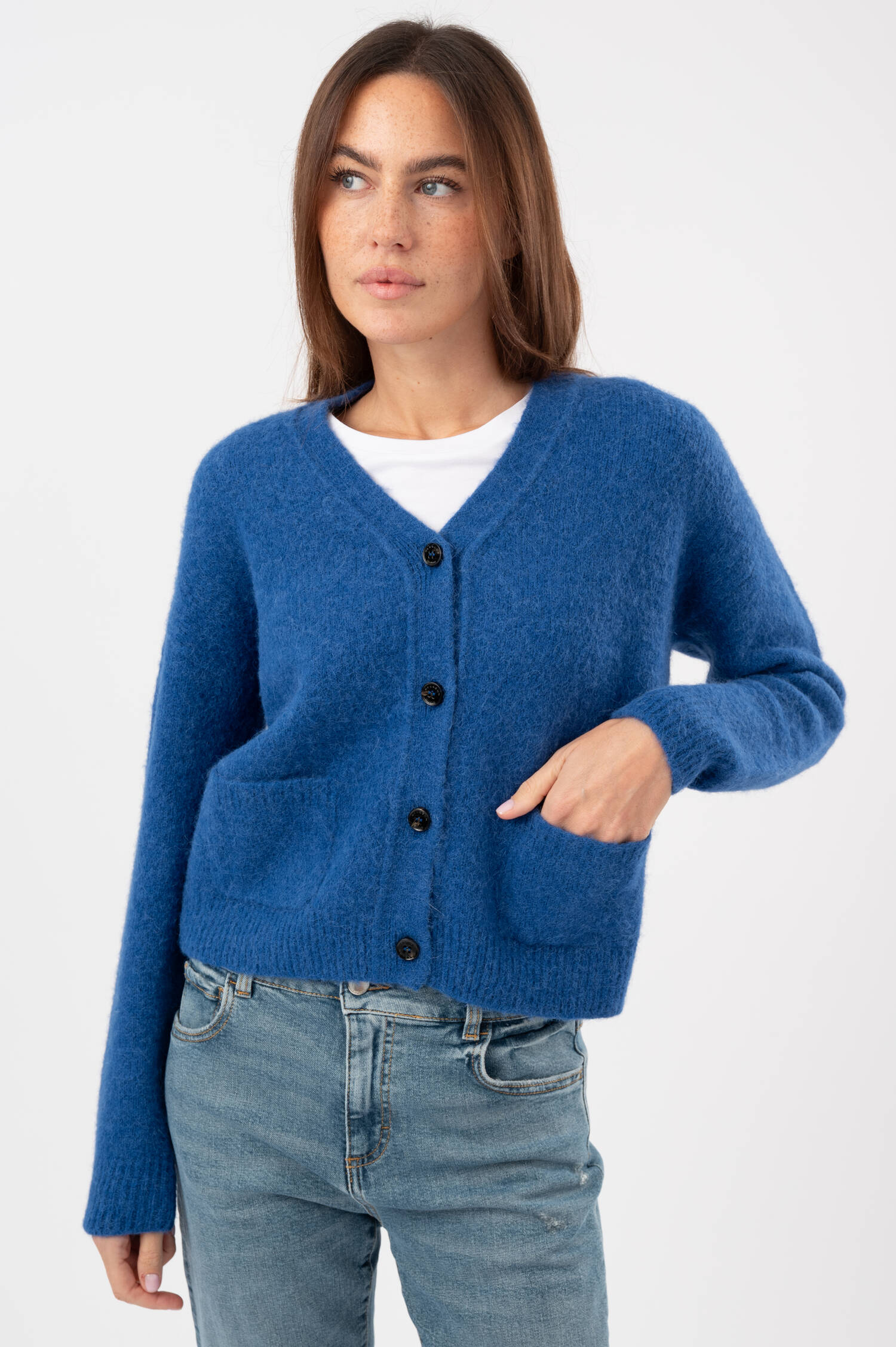 Strickweste in blau Strickweste in blau