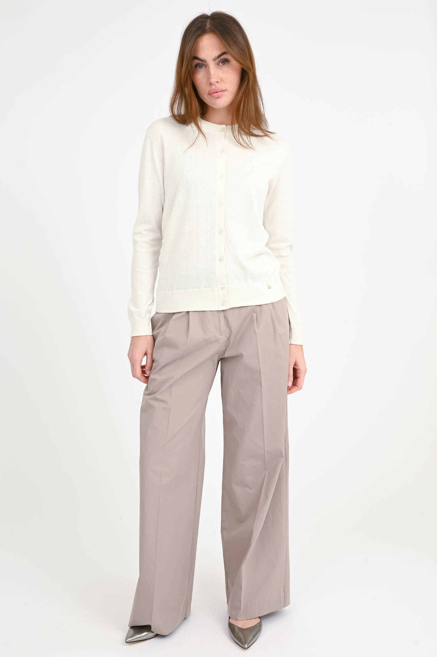 Cardigan aus Baumwoll-Seide-Mix in Panna