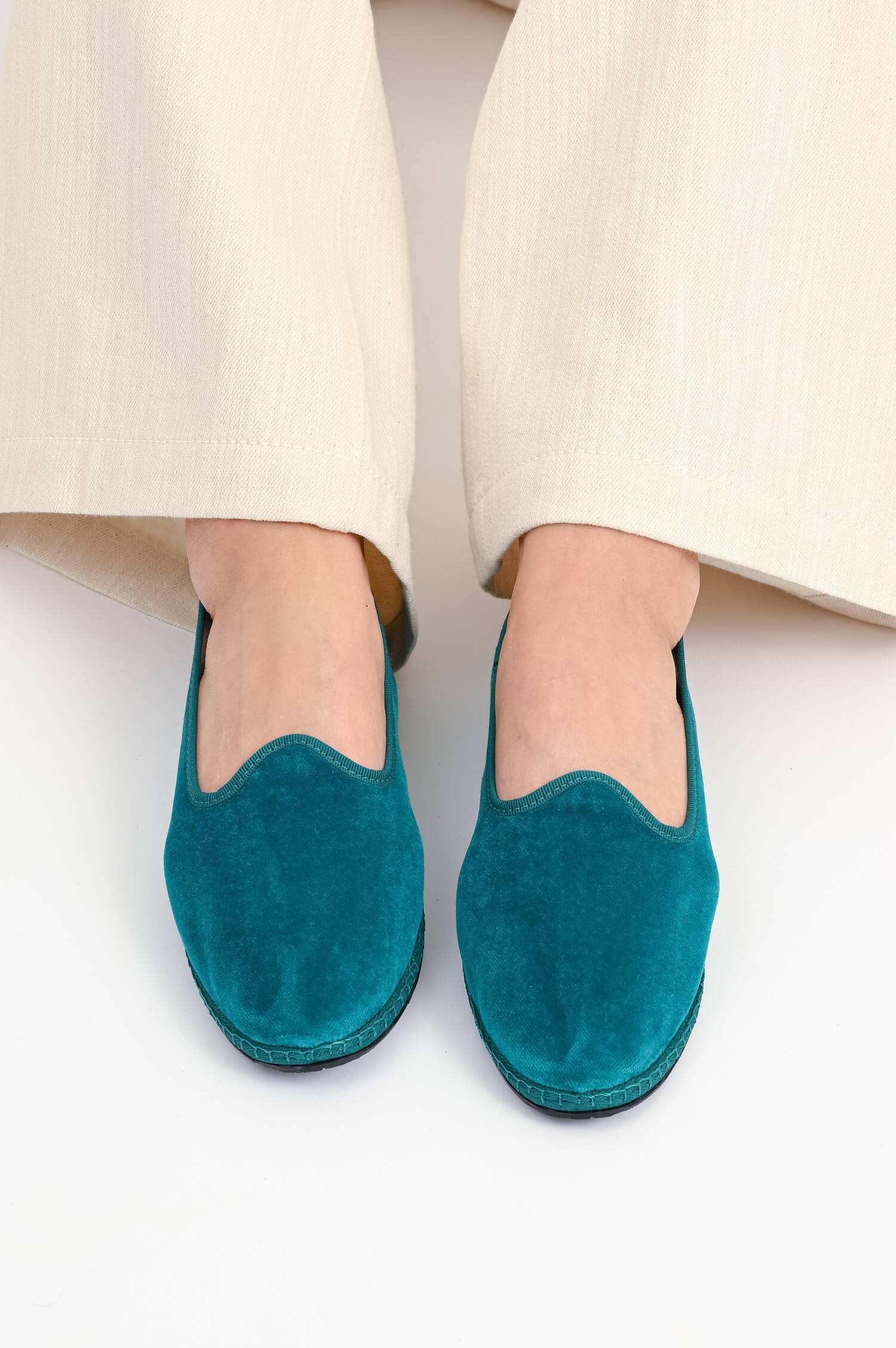 Samt-Loafer in Petrol