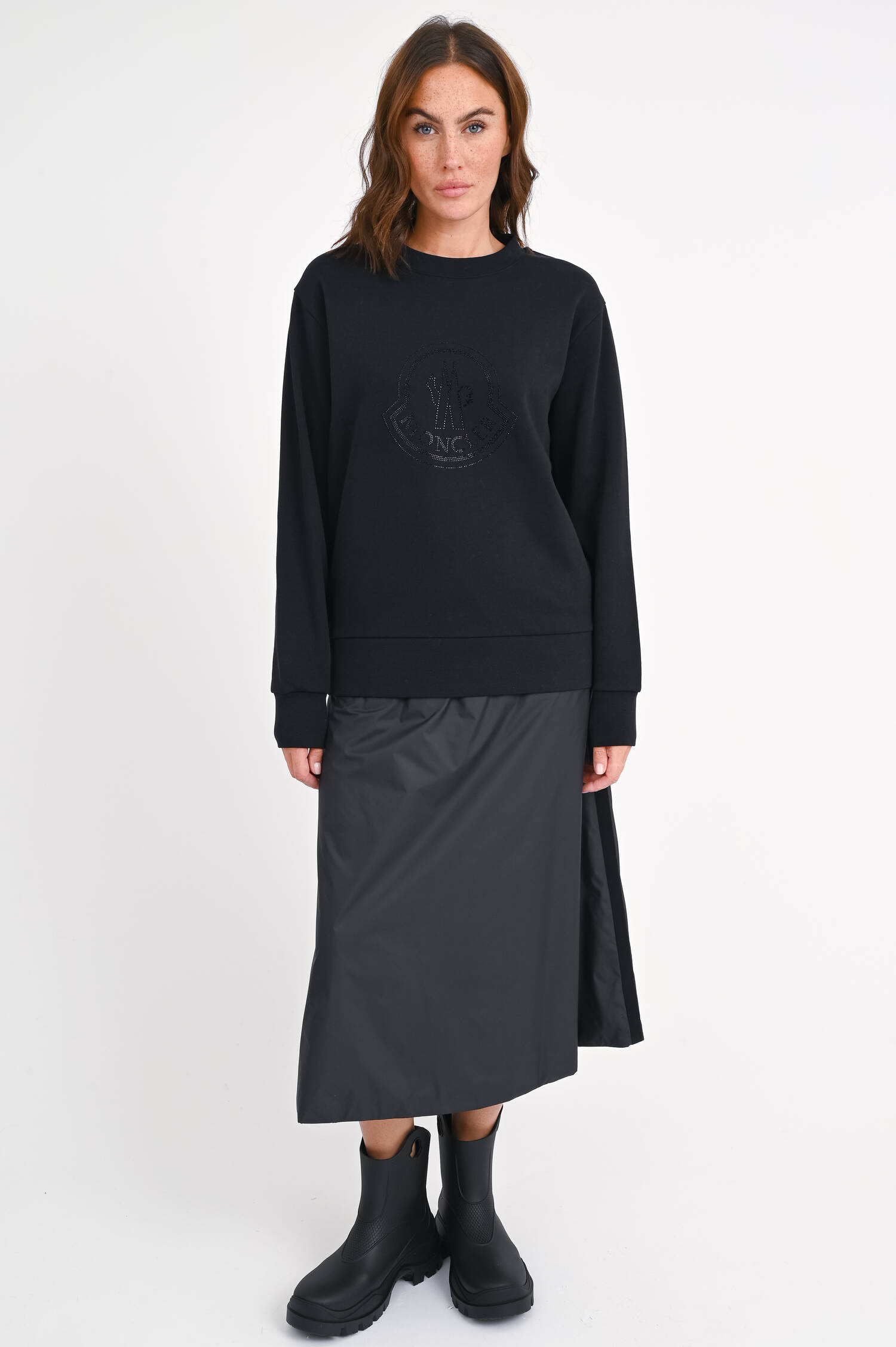 Sweatshirt mit Glitzerstein-Logo in Schwarz