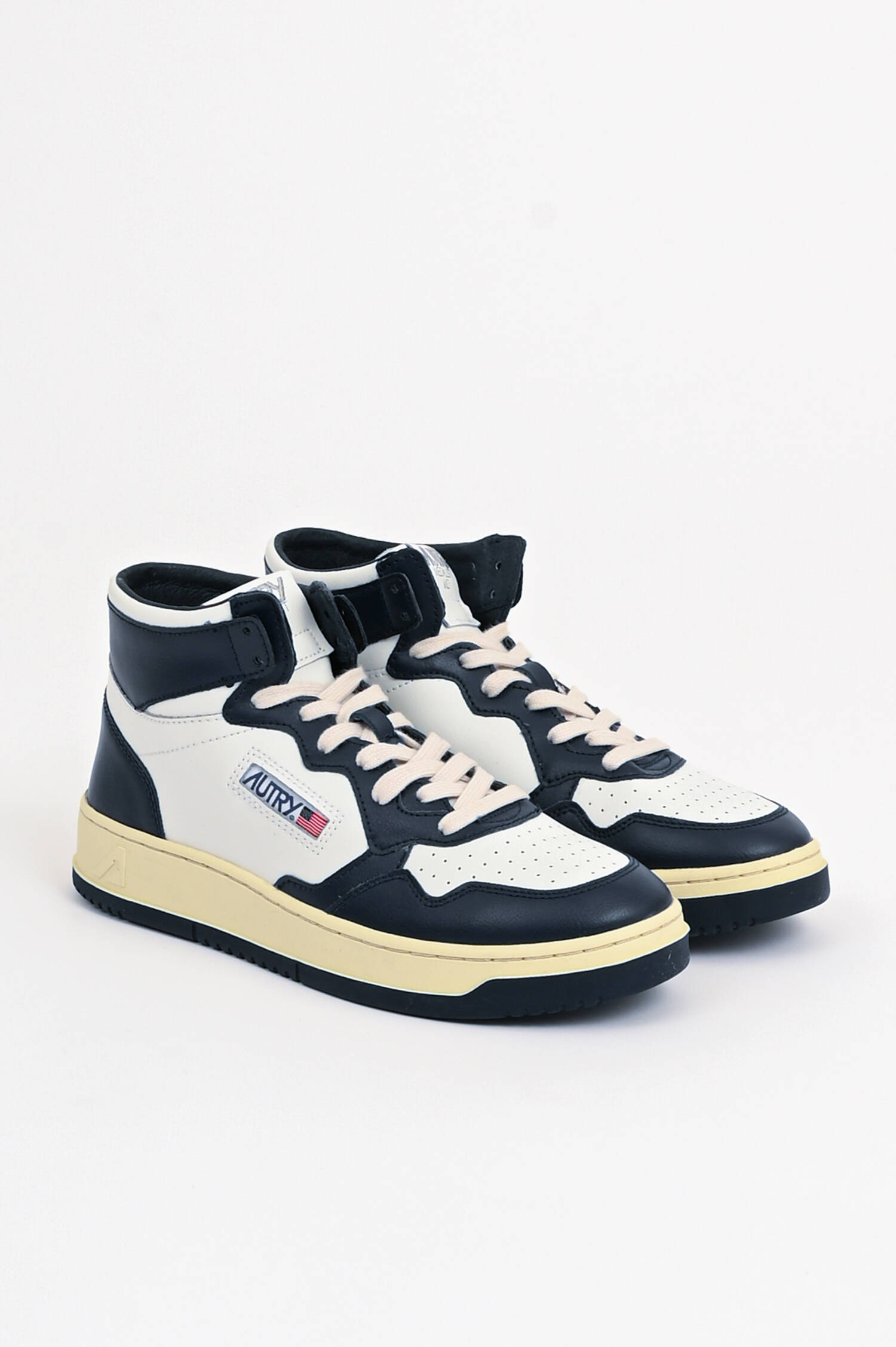 Vintage High-Top-Sneaker in Navy/Weiß