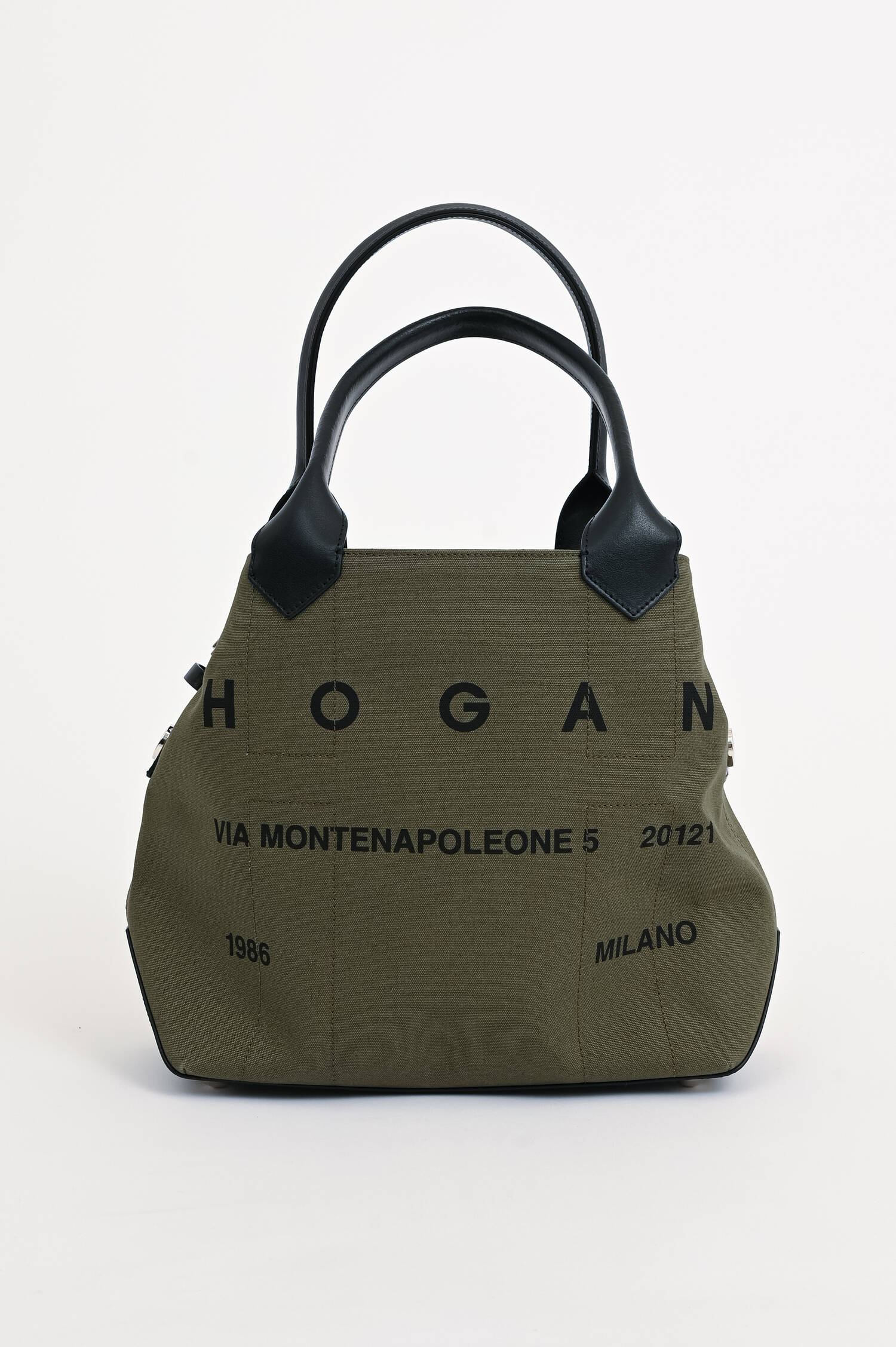 Canvas Shopper in Oliv/Schwarz