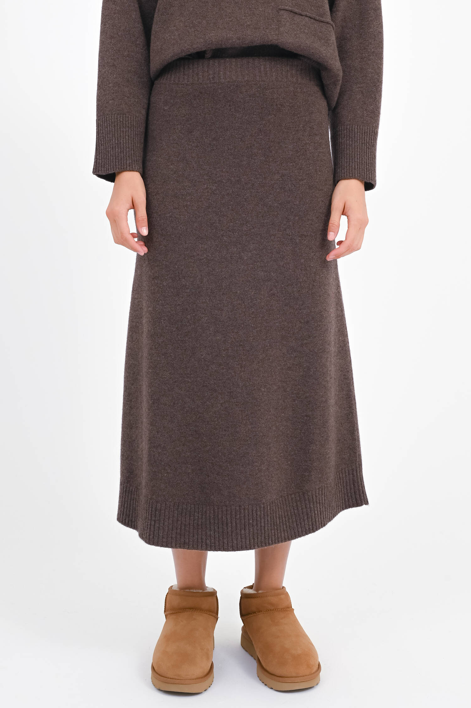 Midi-Rock aus Merinowolle in Braun Midi-Rock aus Merinowolle in Braun