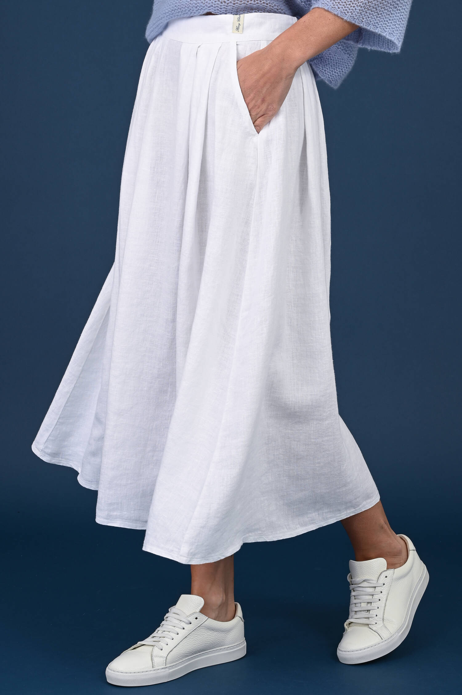 Midi-Leinenrock in Weiß Midi-Leinenrock in Weiß