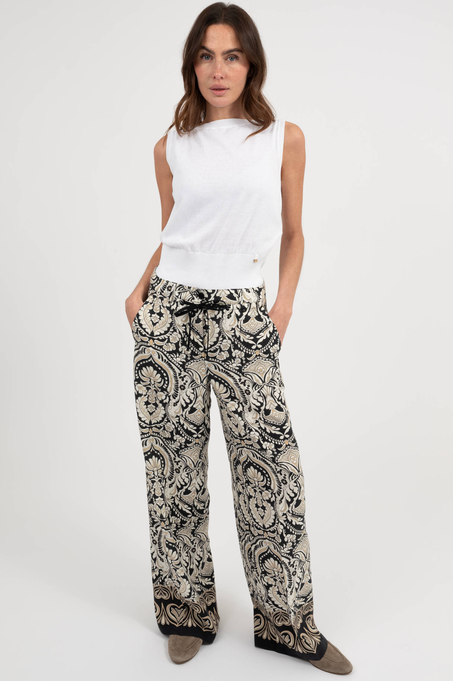 Hose ADRIENNE in Schwarz/Creme