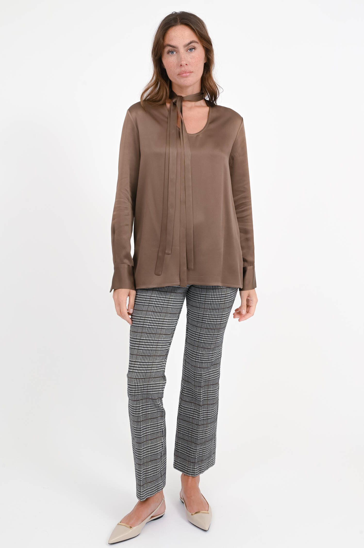 Hahnentritt-Hose FRANCOISE in Schwarz/Creme