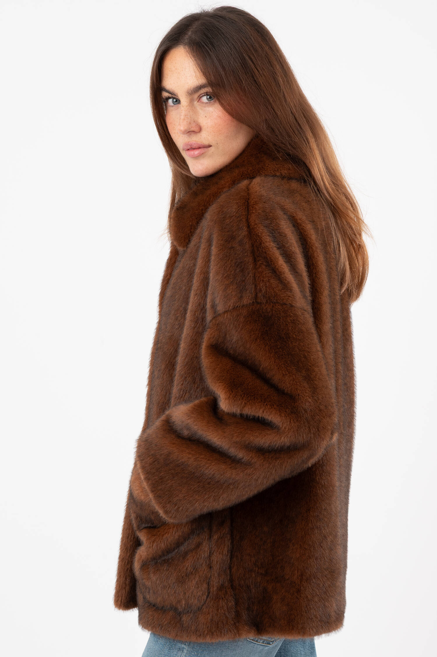 Faux-Fur-Jacke MINK in Dunkelbraun Faux-Fur-Jacke MINK in Dunkelbraun