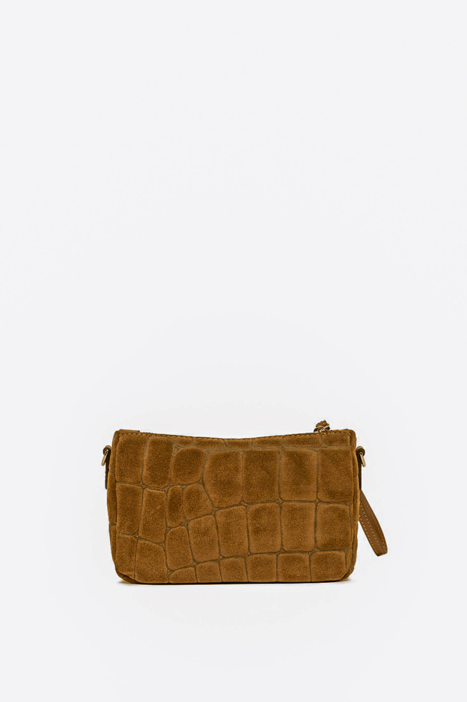 Kroko-Velourleder-Pouch NORA SMALL in Camel Kroko-Velourleder-Pouch NORA SMALL in Camel