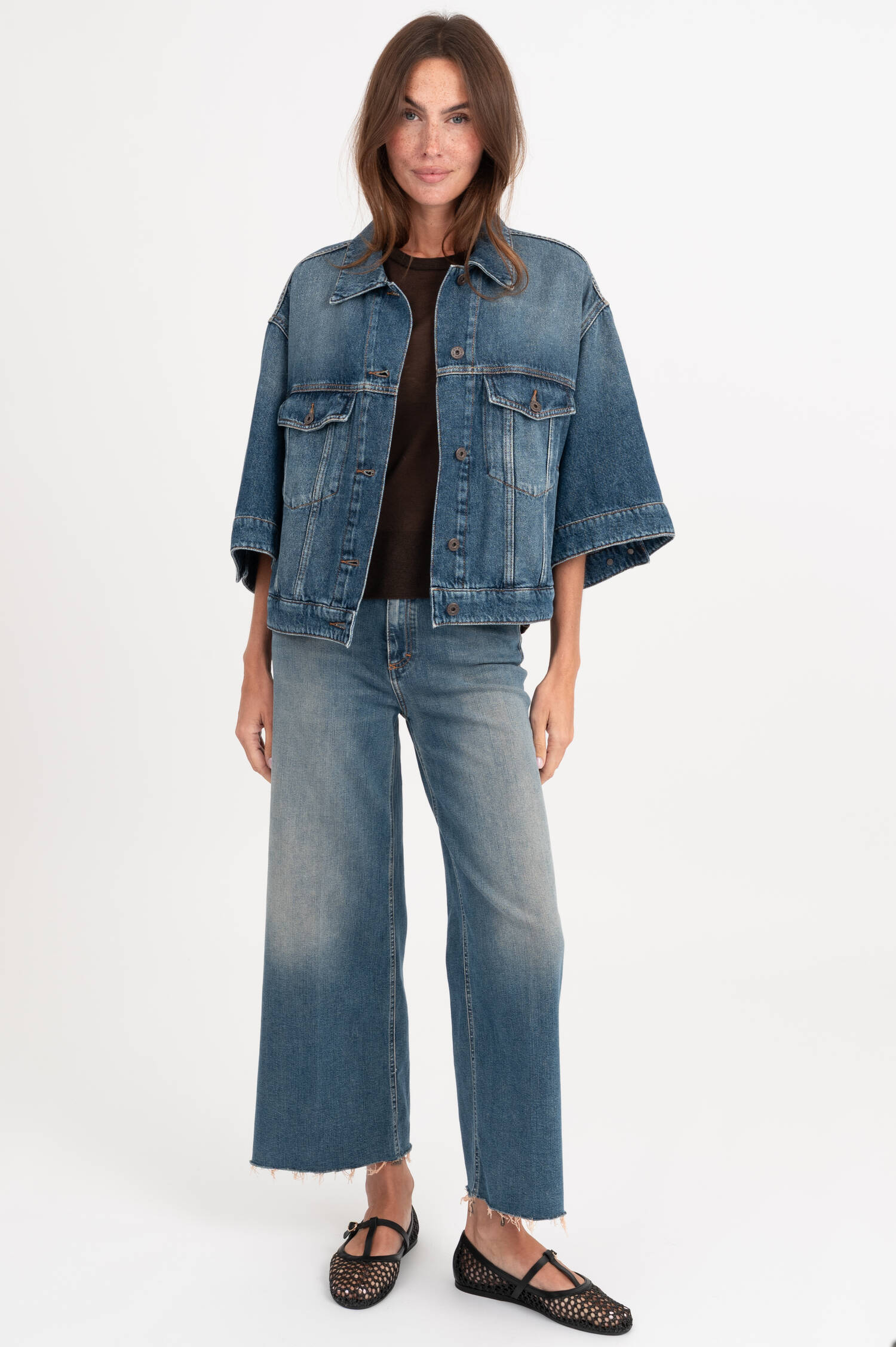 Cropped Denimjacke LIUTI in Mittelblau Cropped Denimjacke LIUTI in Mittelblau
