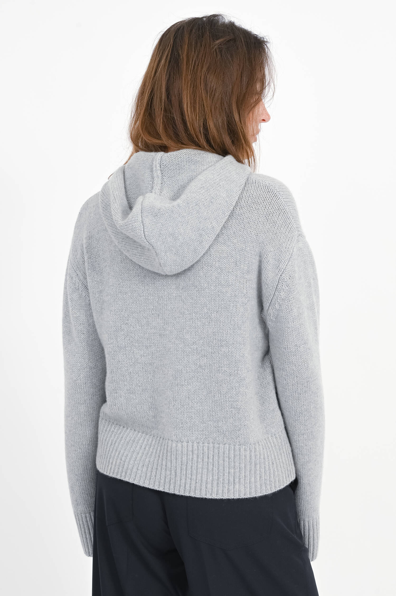Cashmere-Kapuzenpullover KAROLIN in Hellgrau