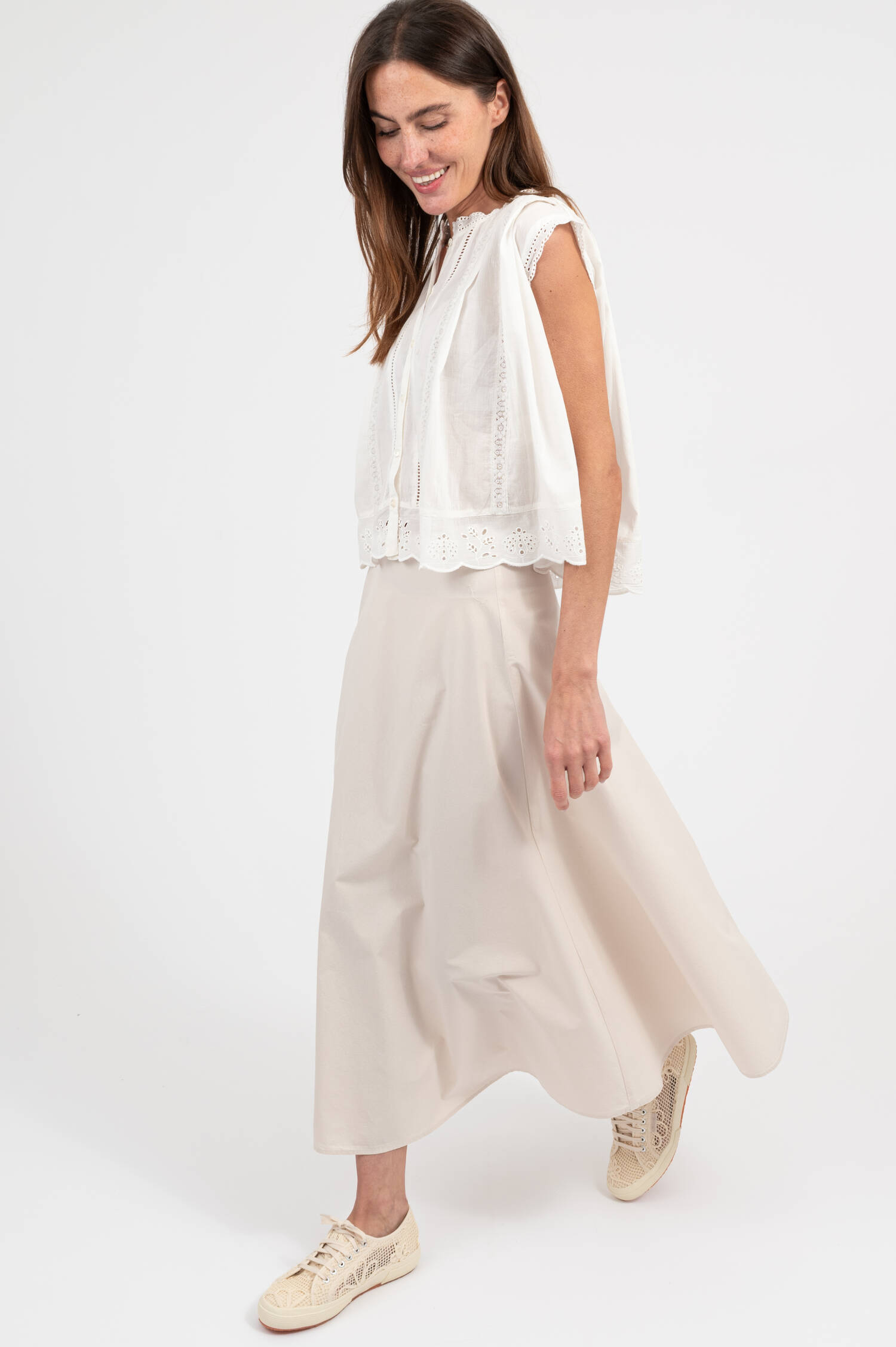 Bluse mit Bordüre in Weiß