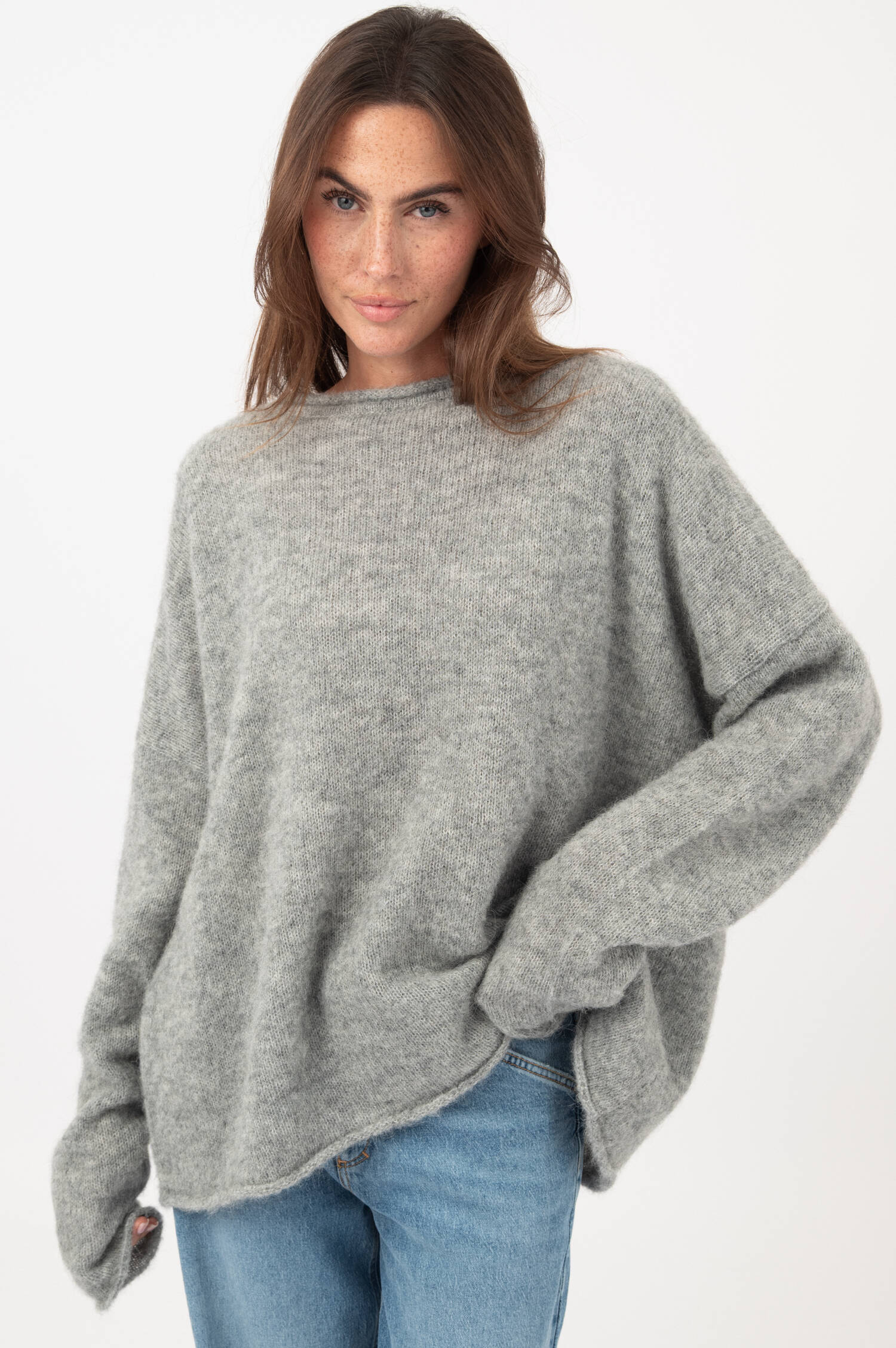 Alpaka-Mix-Pullover HELENA in Grau meliert