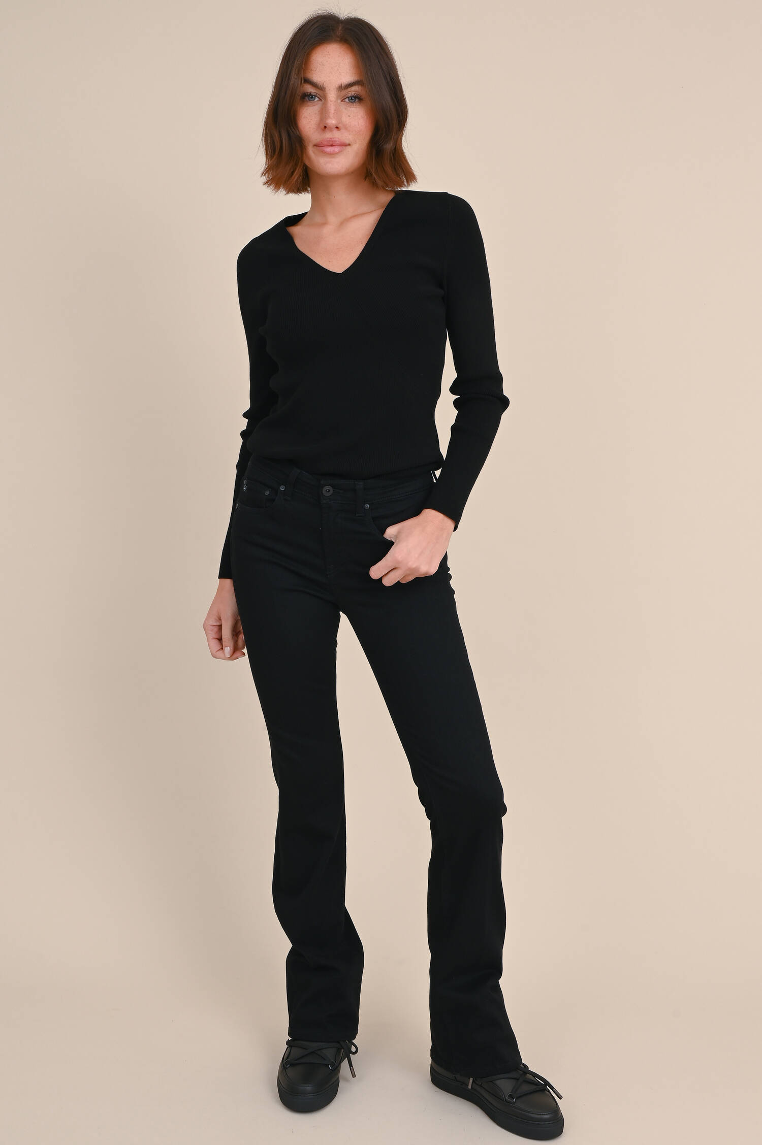 Feinstrick Pullover in Schwarz