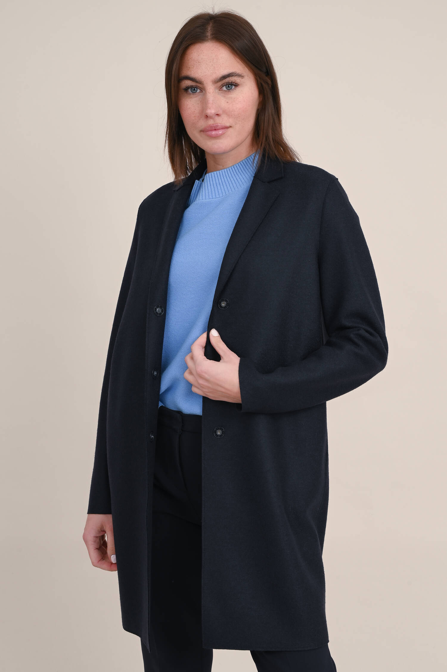 Mantel aus Schurwolle in Navy