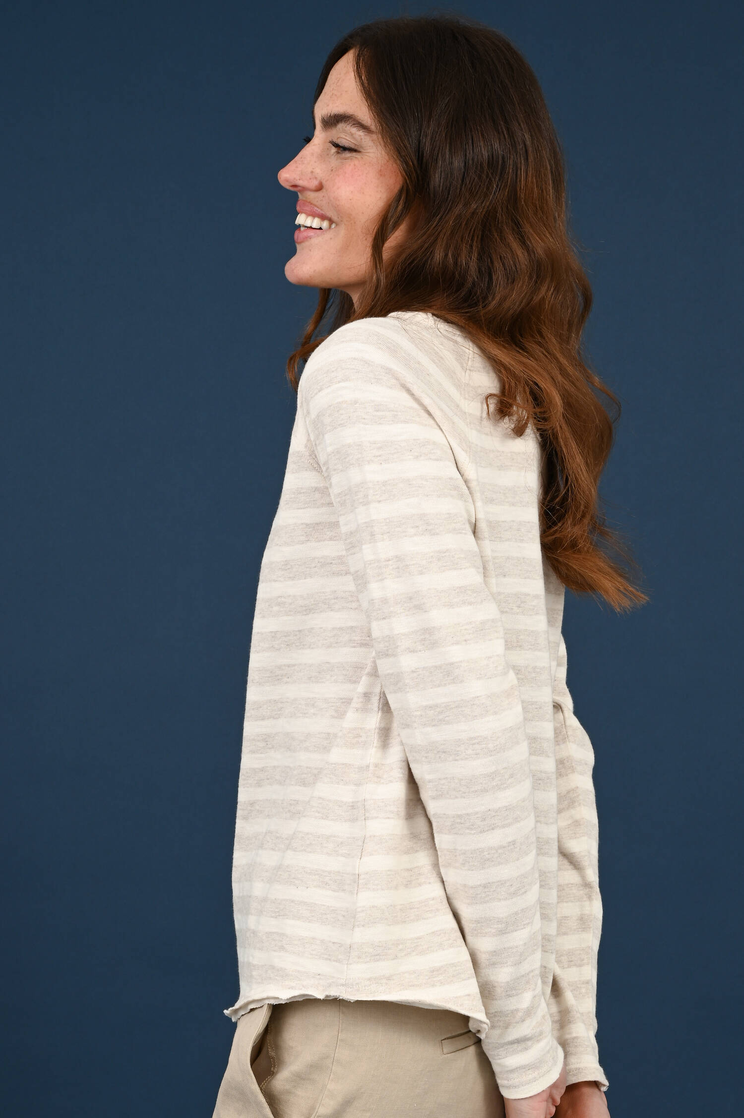 Ringelpullover in Light Beige Melange/Ecru Ringelpullover in Light Beige Melange/Ecru