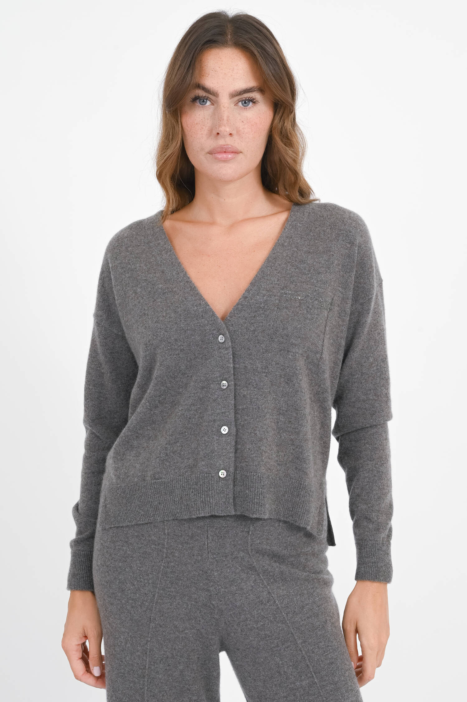 Cashmere-Strickweste in Otter Grey