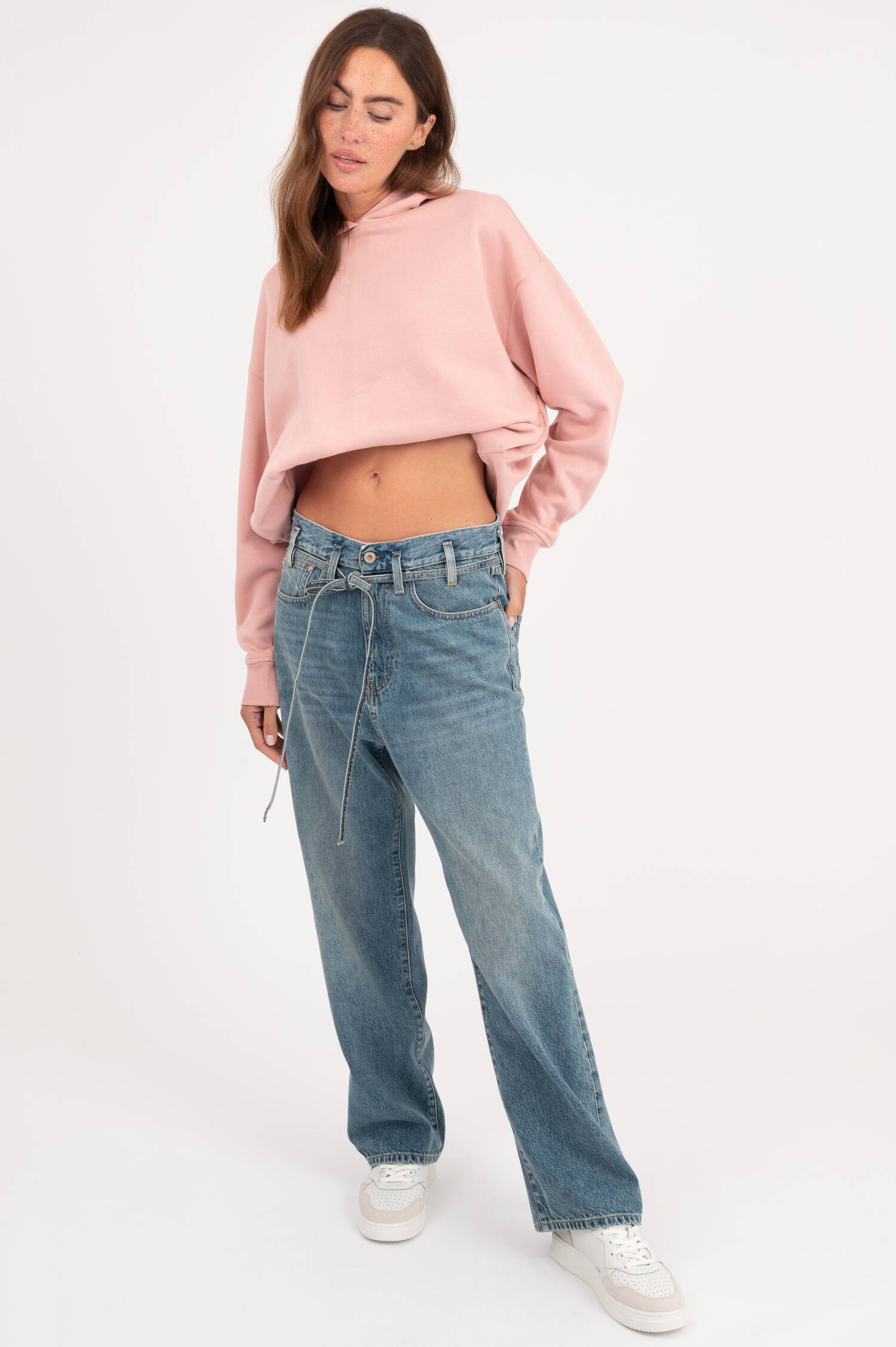 Cropped Paperbag Jeans COOLIO in Mittelblau Cropped Paperbag Jeans COOLIO in Mittelblau