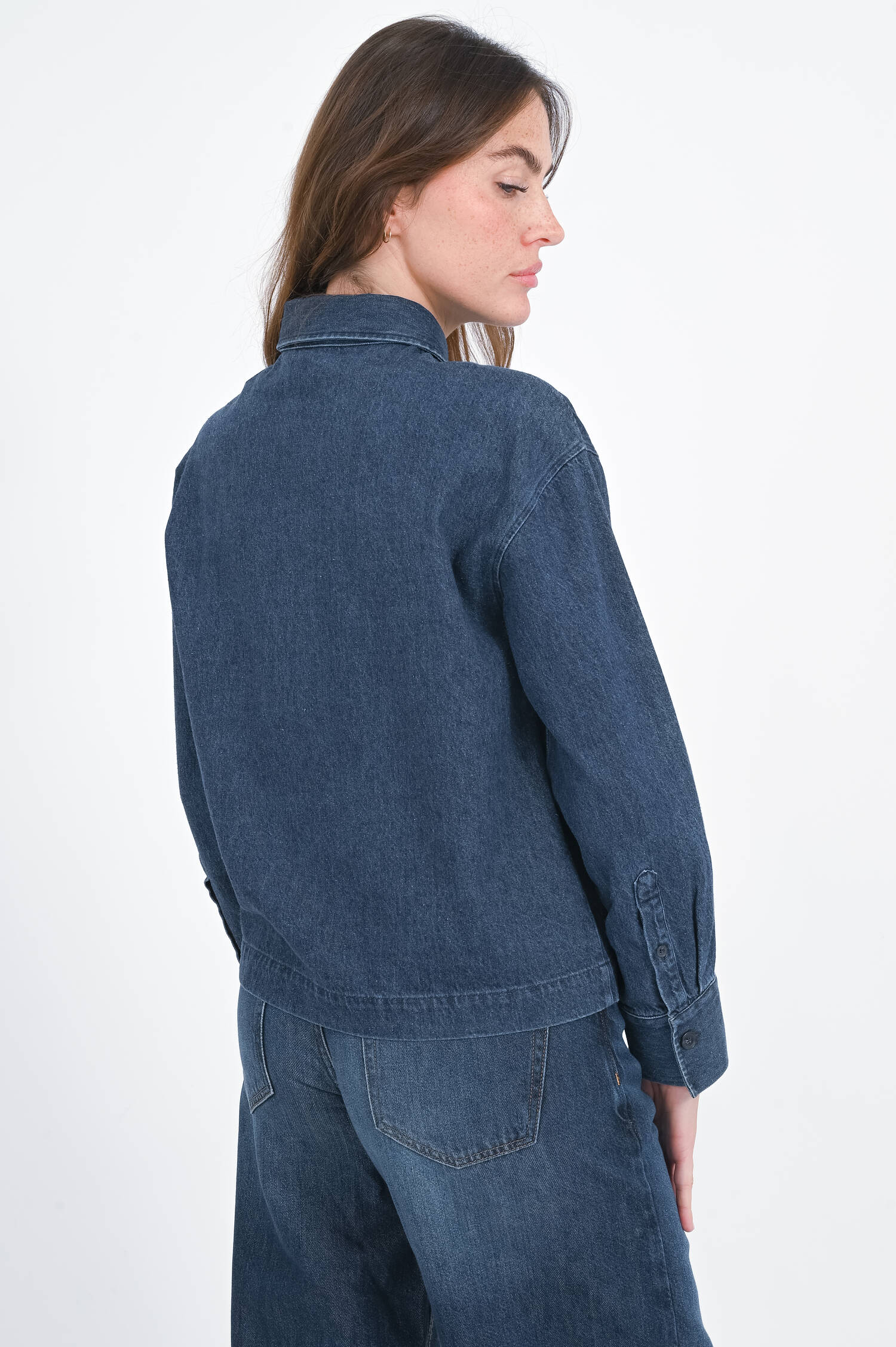 Denim Bluse mit Brusttaschen in Jeansblau