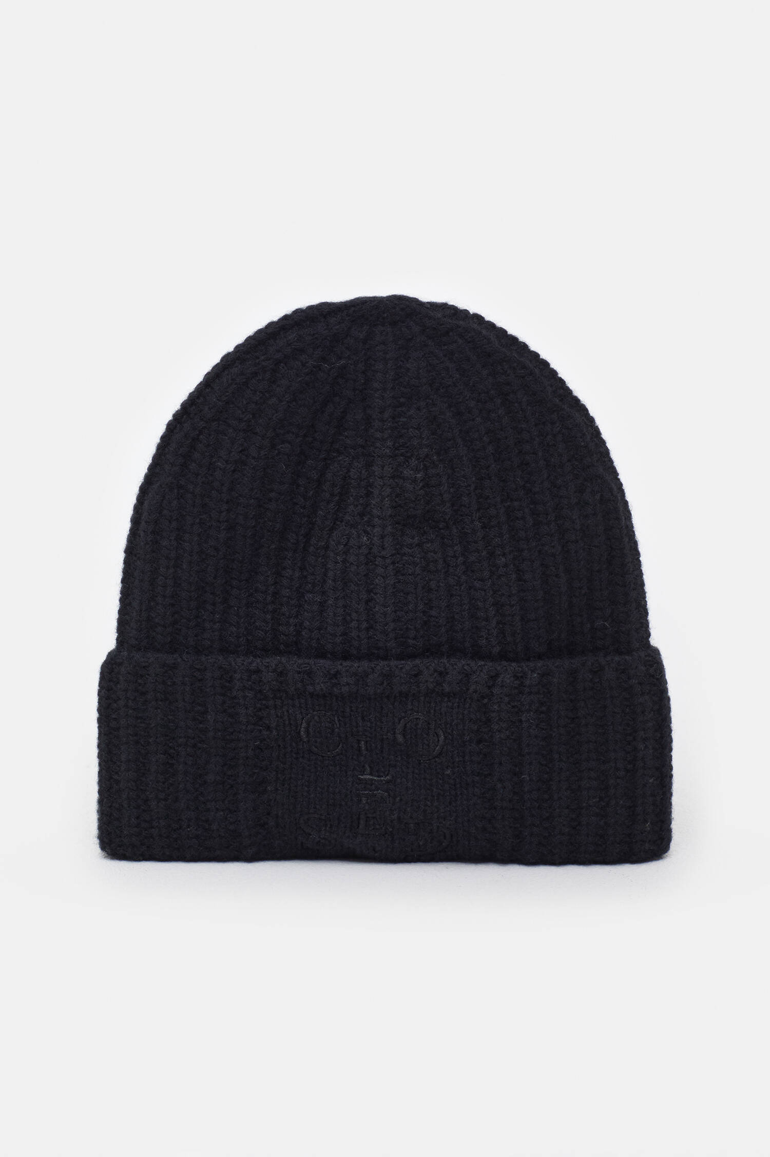 Rippstrickmütze aus Wolle in Schwarz Rippstrickmütze aus Wolle in Schwarz