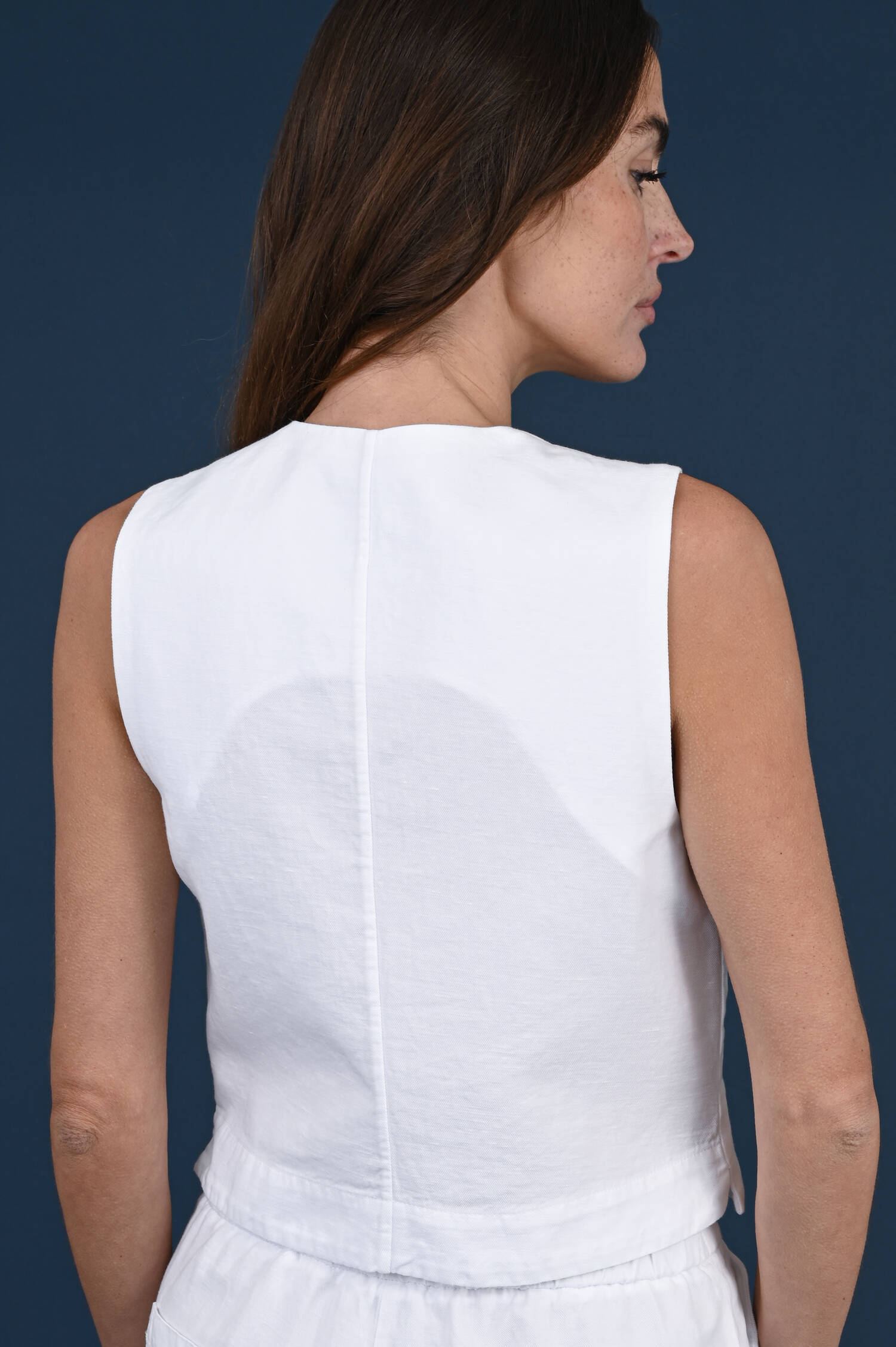 Weste aus Leinenmix in Opticwhite