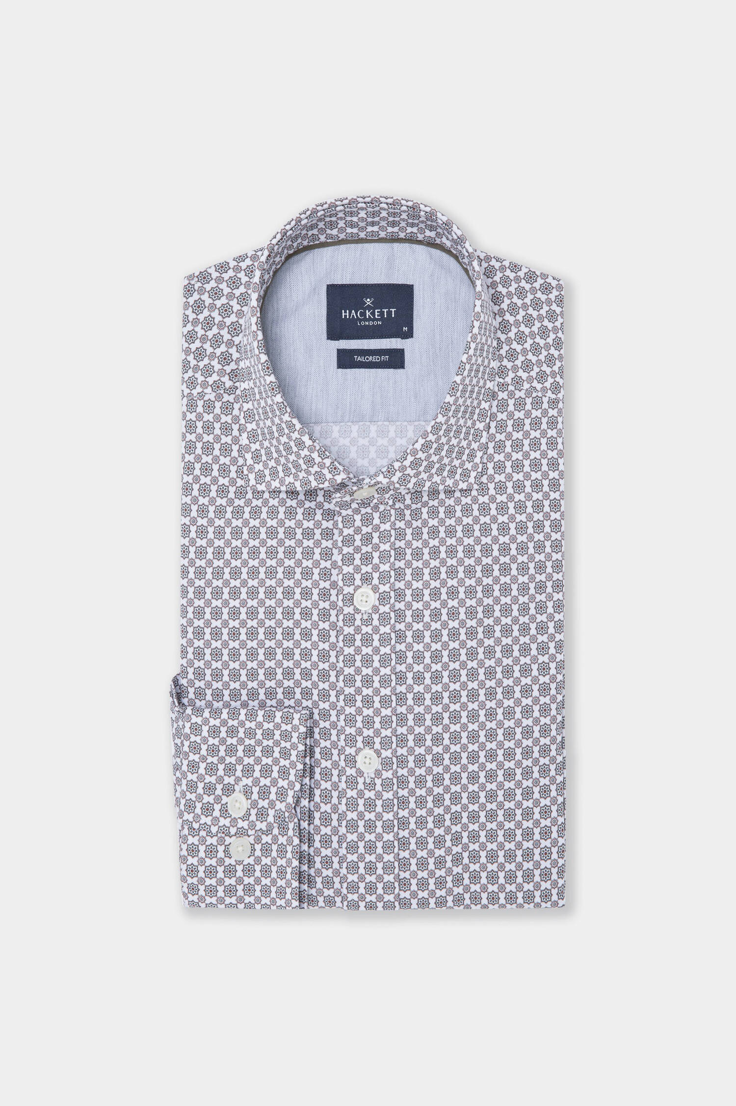 Gemustertes Baumwollhemd in Braun/Weiß Gemustertes Baumwollhemd in Braun/Weiß