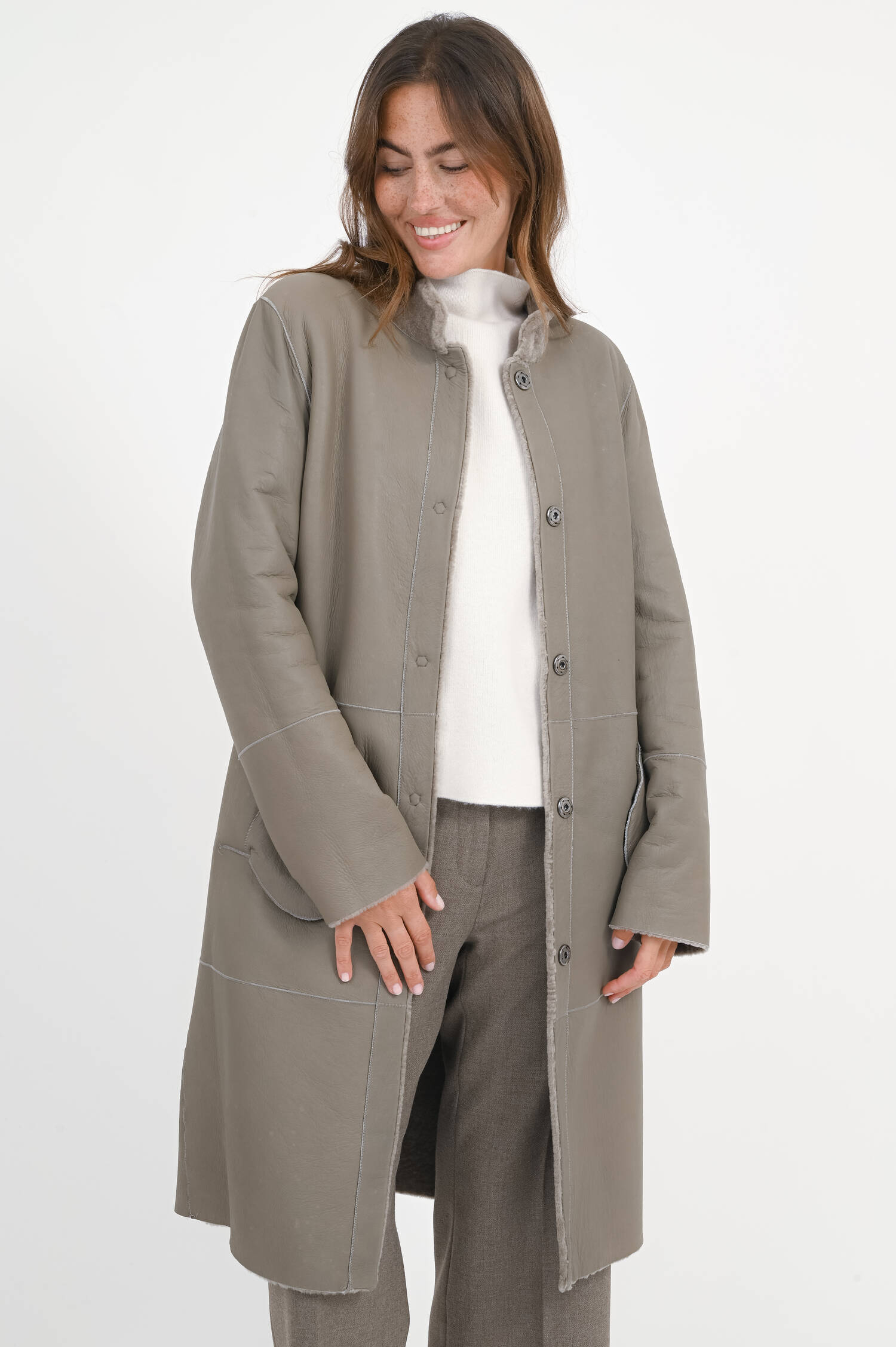 Lammfellmantel TESSA in Colombe Lammfellmantel TESSA in Colombe