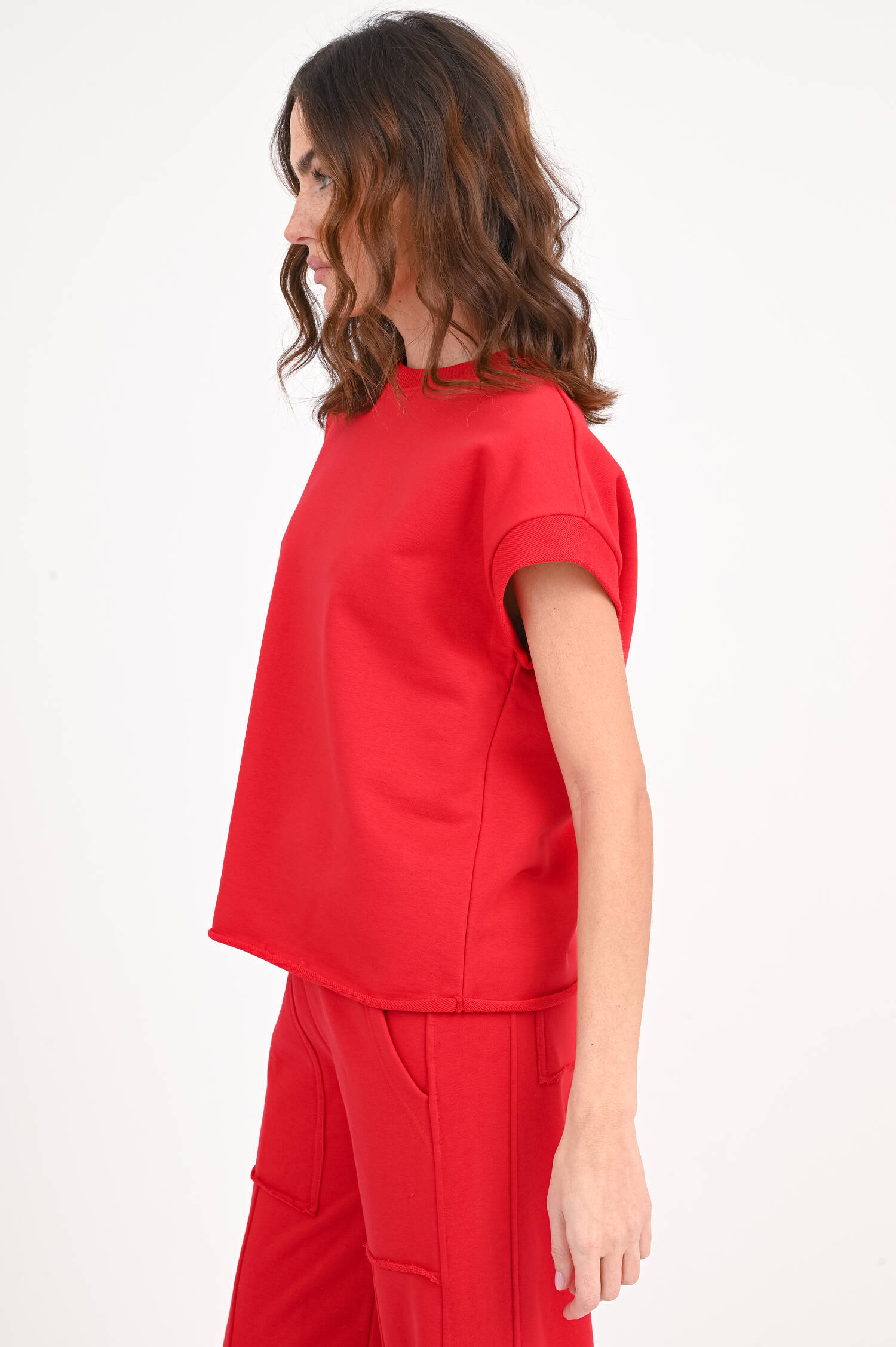 Kurzarm-Sweatshirt in Rot